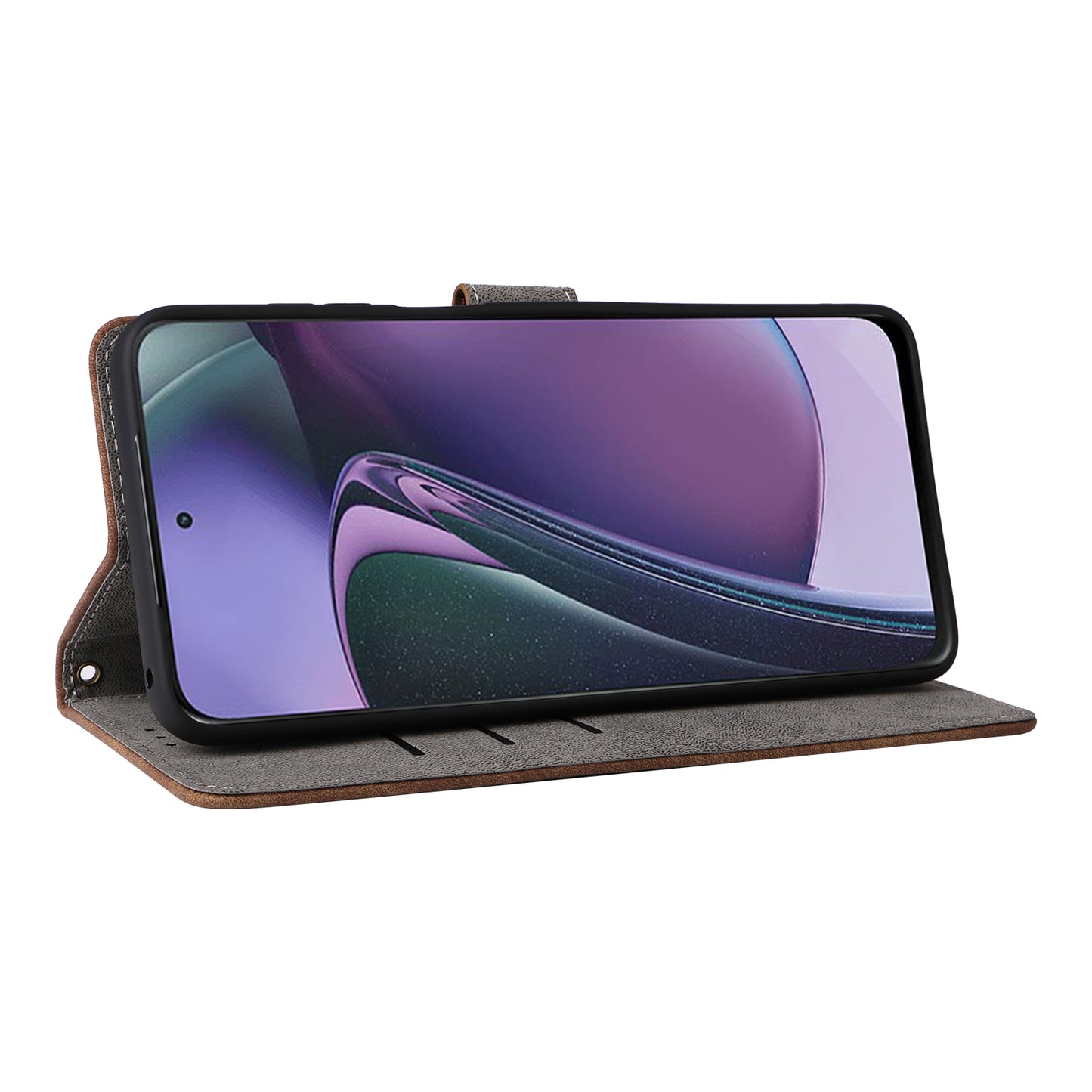 Uniqkart for Motorola Moto G Stylus (2023) Drop-proof Phone Cover RFID Blocking Wallet Stand Leather Case - Brown