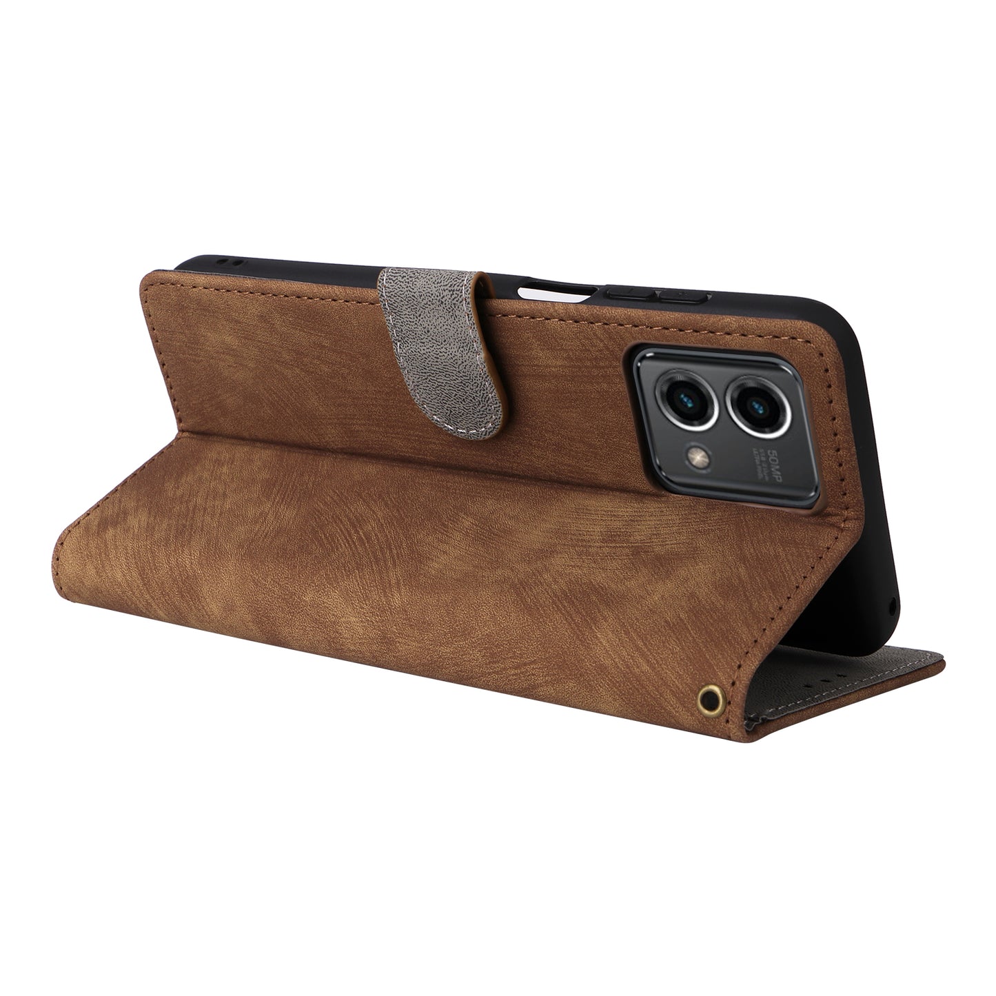 Uniqkart for Motorola Moto G Stylus (2023) Drop-proof Phone Cover RFID Blocking Wallet Stand Leather Case - Brown