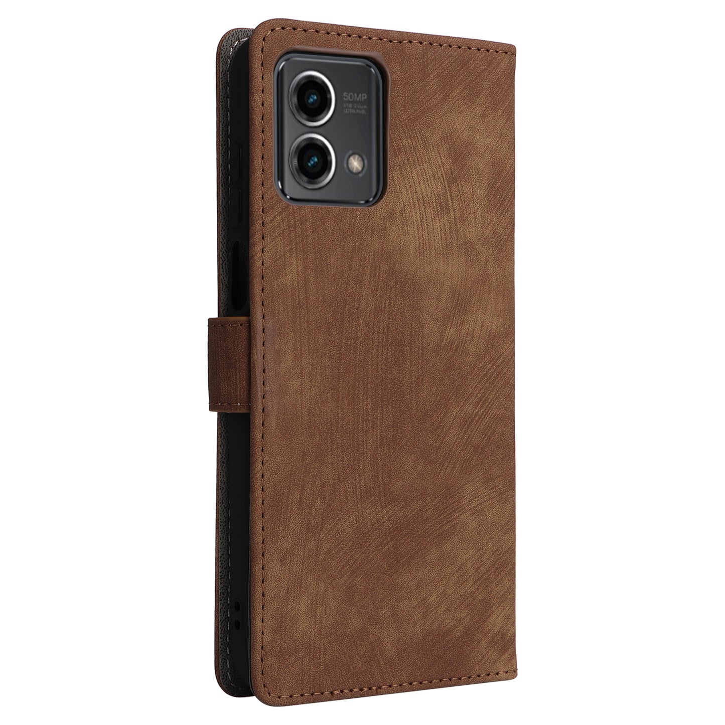 Uniqkart for Motorola Moto G Stylus (2023) Drop-proof Phone Cover RFID Blocking Wallet Stand Leather Case - Brown