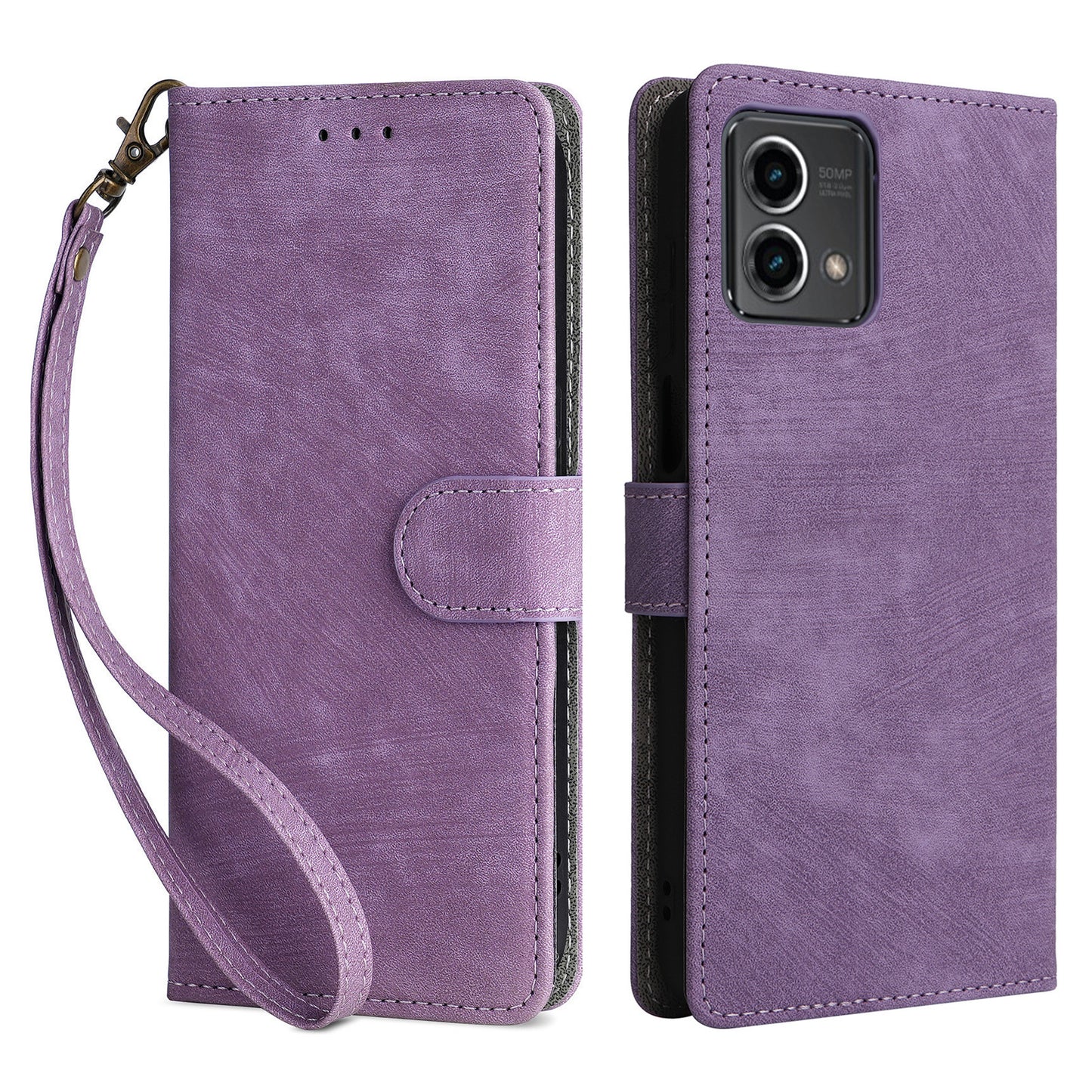 Uniqkart for Motorola Moto G Stylus (2023) Drop-proof Phone Cover RFID Blocking Wallet Stand Leather Case - Purple