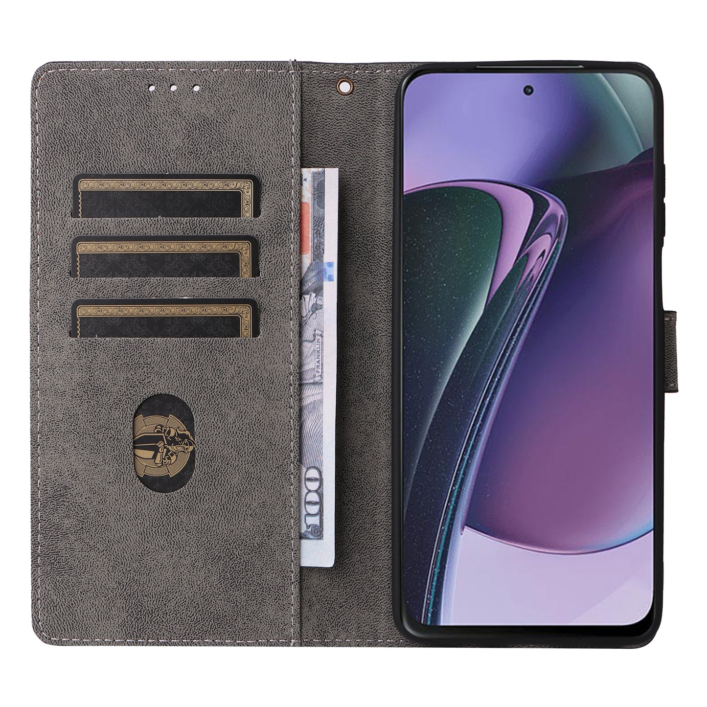 Uniqkart for Motorola Moto G Stylus (2023) Drop-proof Phone Cover RFID Blocking Wallet Stand Leather Case - Purple