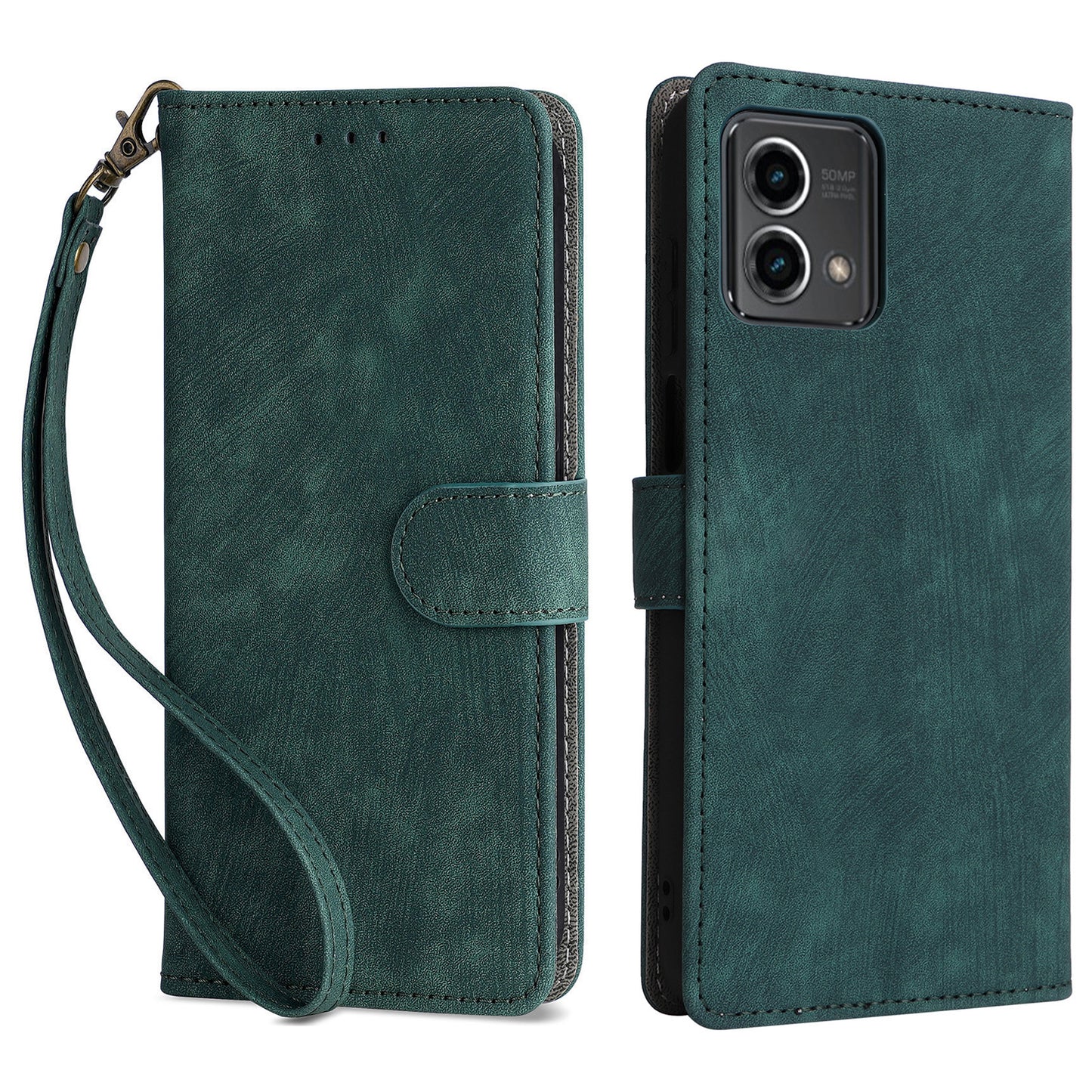 Uniqkart for Motorola Moto G Stylus (2023) Drop-proof Phone Cover RFID Blocking Wallet Stand Leather Case - Green