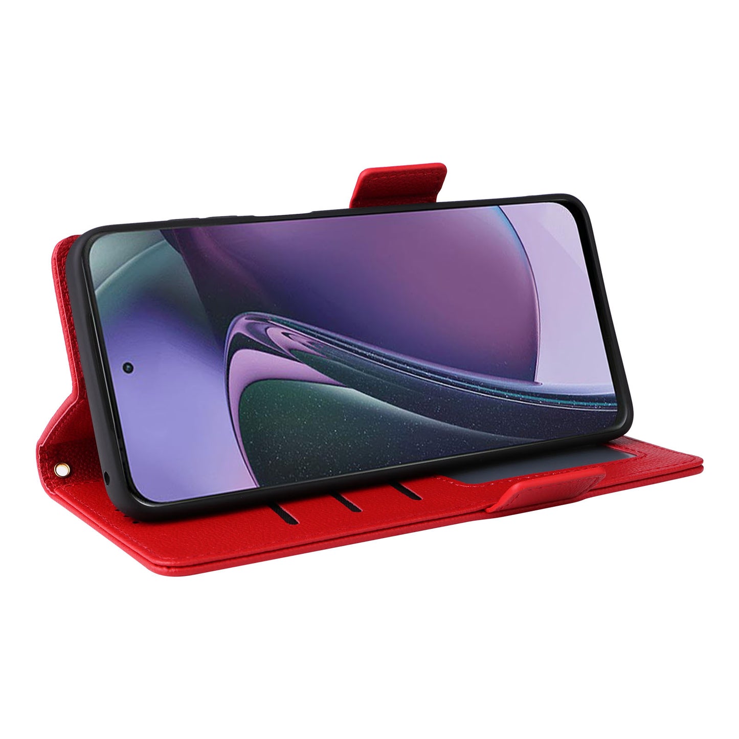 Phone Case for Motorola Moto G Stylus (2023) Litchi Texture PU Leather Wallet Stand Cover - Red