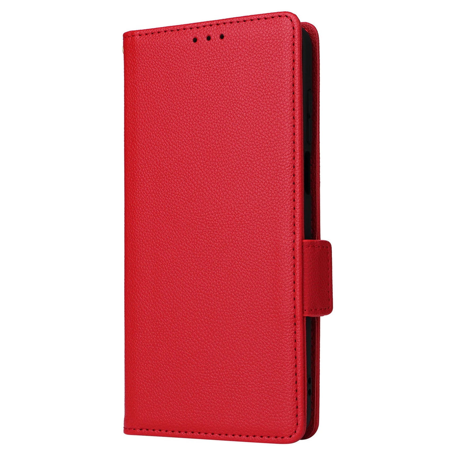 Phone Case for Motorola Moto G Stylus (2023) Litchi Texture PU Leather Wallet Stand Cover - Red