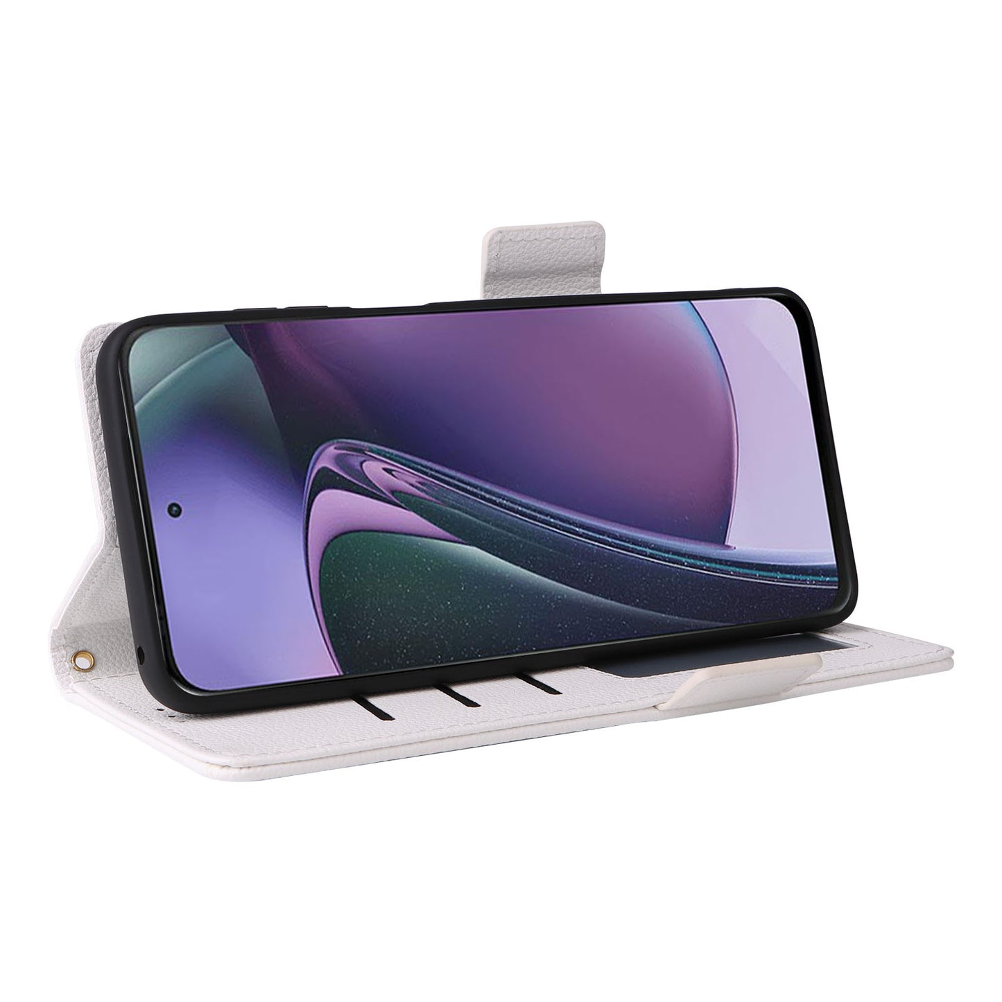 Phone Case for Motorola Moto G Stylus (2023) Litchi Texture PU Leather Wallet Stand Cover - White