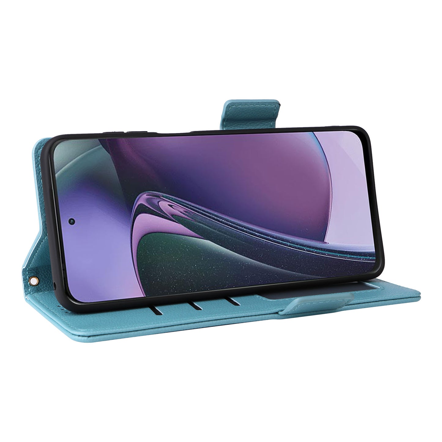 Phone Case for Motorola Moto G Stylus (2023) Litchi Texture PU Leather Wallet Stand Cover - Baby Blue