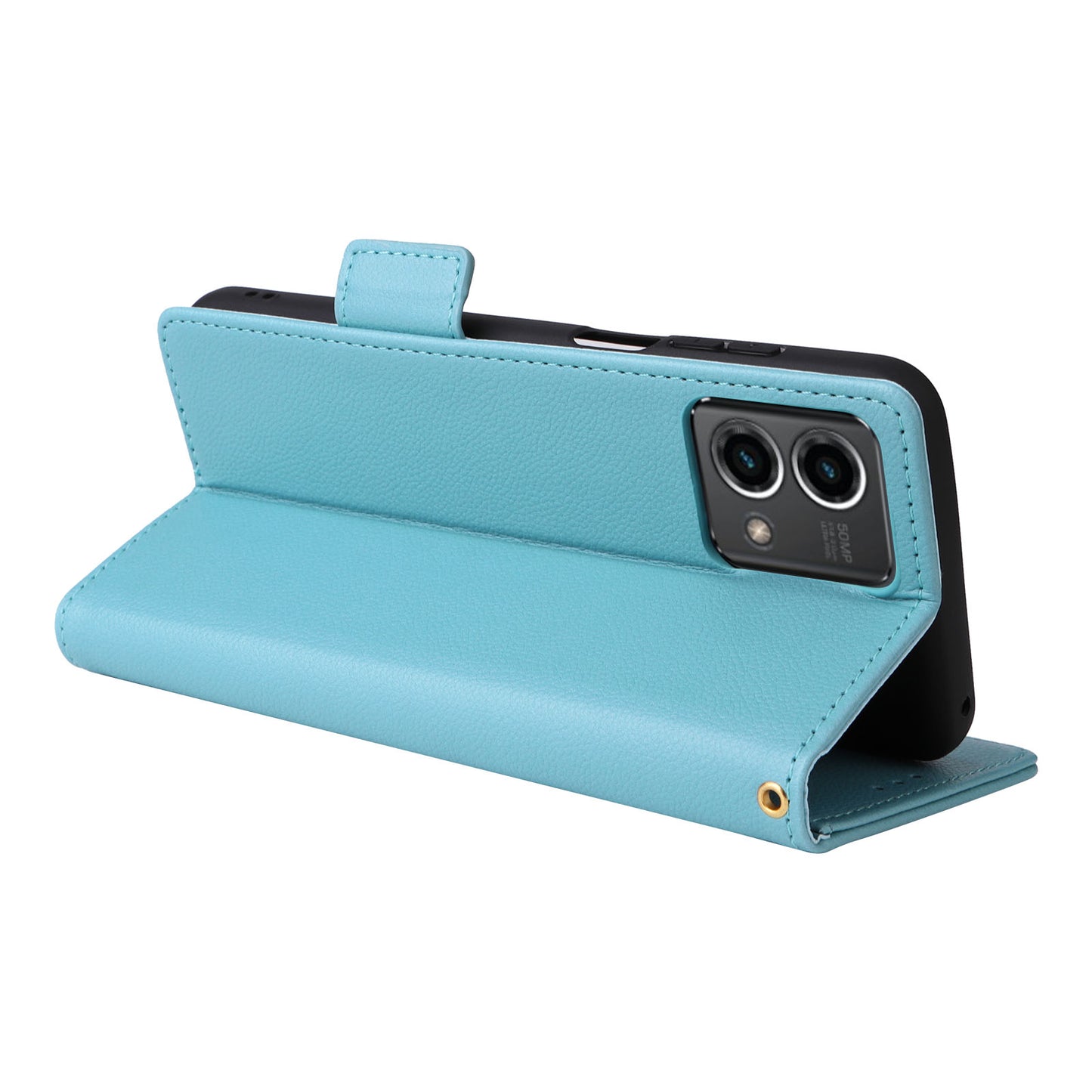 Phone Case for Motorola Moto G Stylus (2023) Litchi Texture PU Leather Wallet Stand Cover - Baby Blue