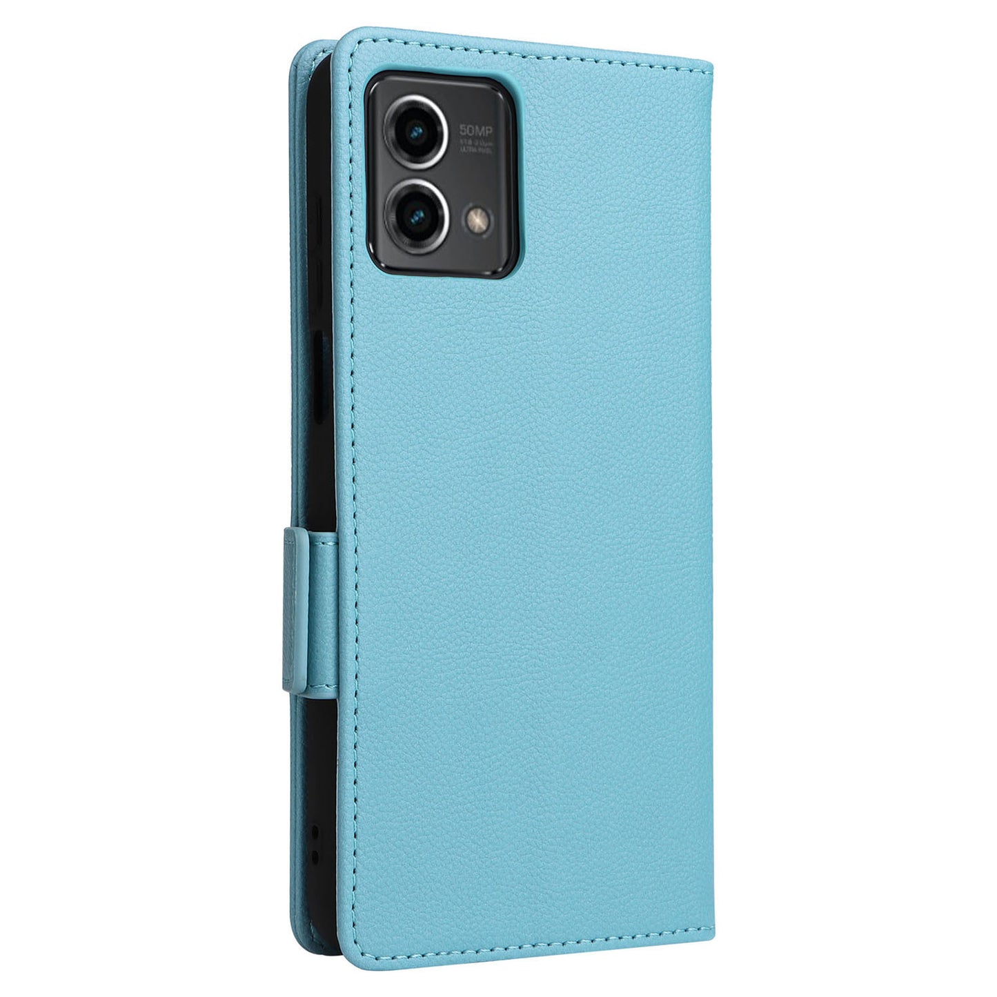 Phone Case for Motorola Moto G Stylus (2023) Litchi Texture PU Leather Wallet Stand Cover - Baby Blue
