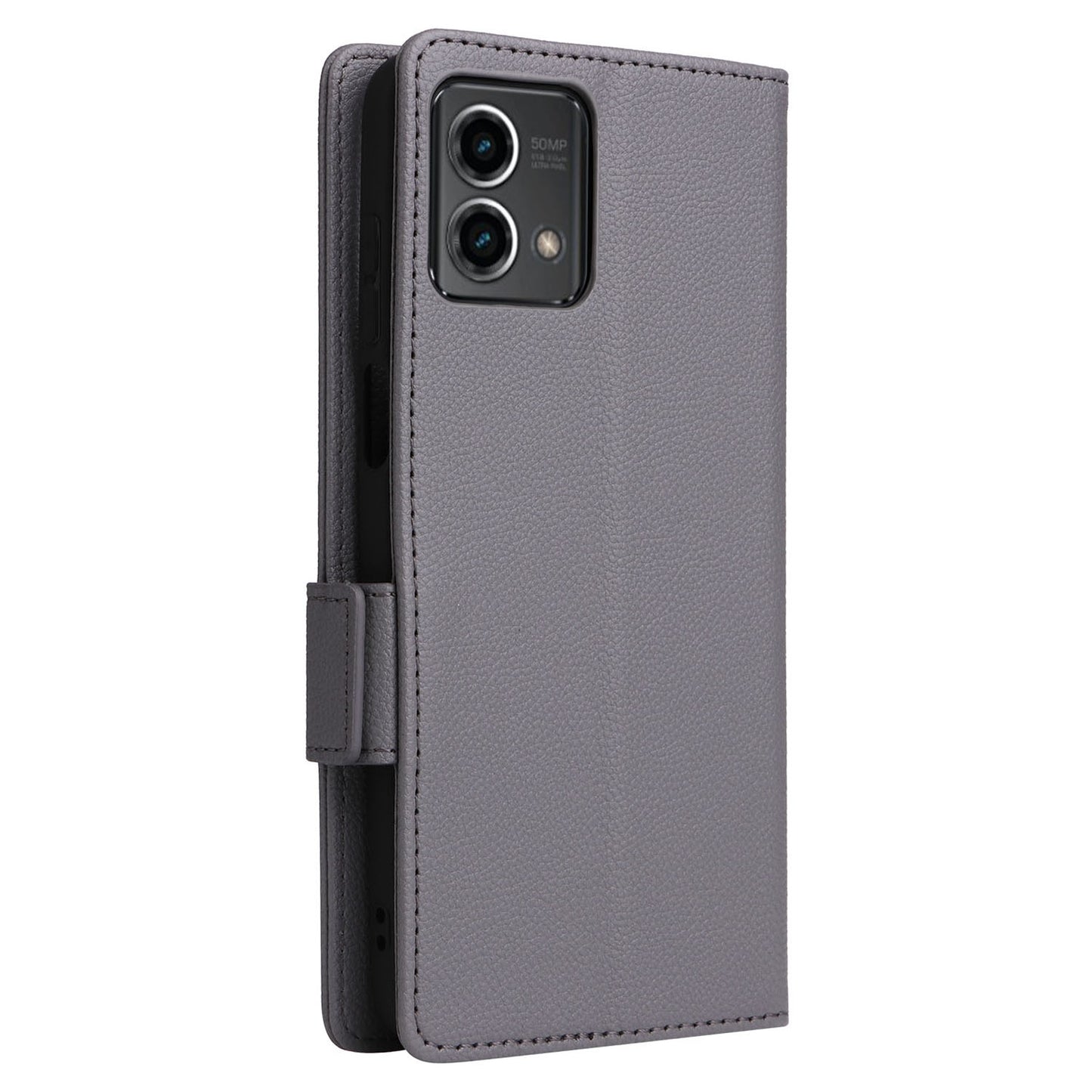 Phone Case for Motorola Moto G Stylus (2023) Litchi Texture PU Leather Wallet Stand Cover - Grey