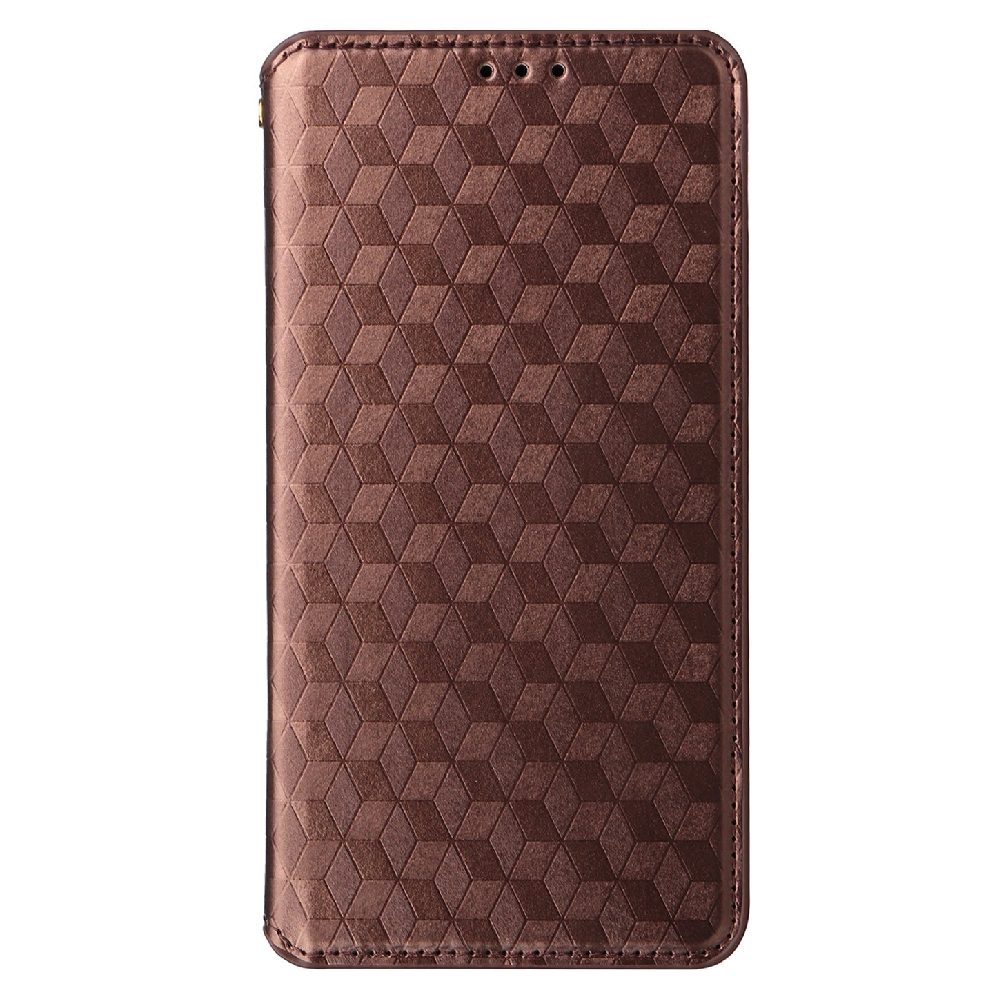 Flip Stand Phone Case for Xiaomi Redmi 12 4G Rhombus Imprinted PU Leather Wallet Cover - Brown