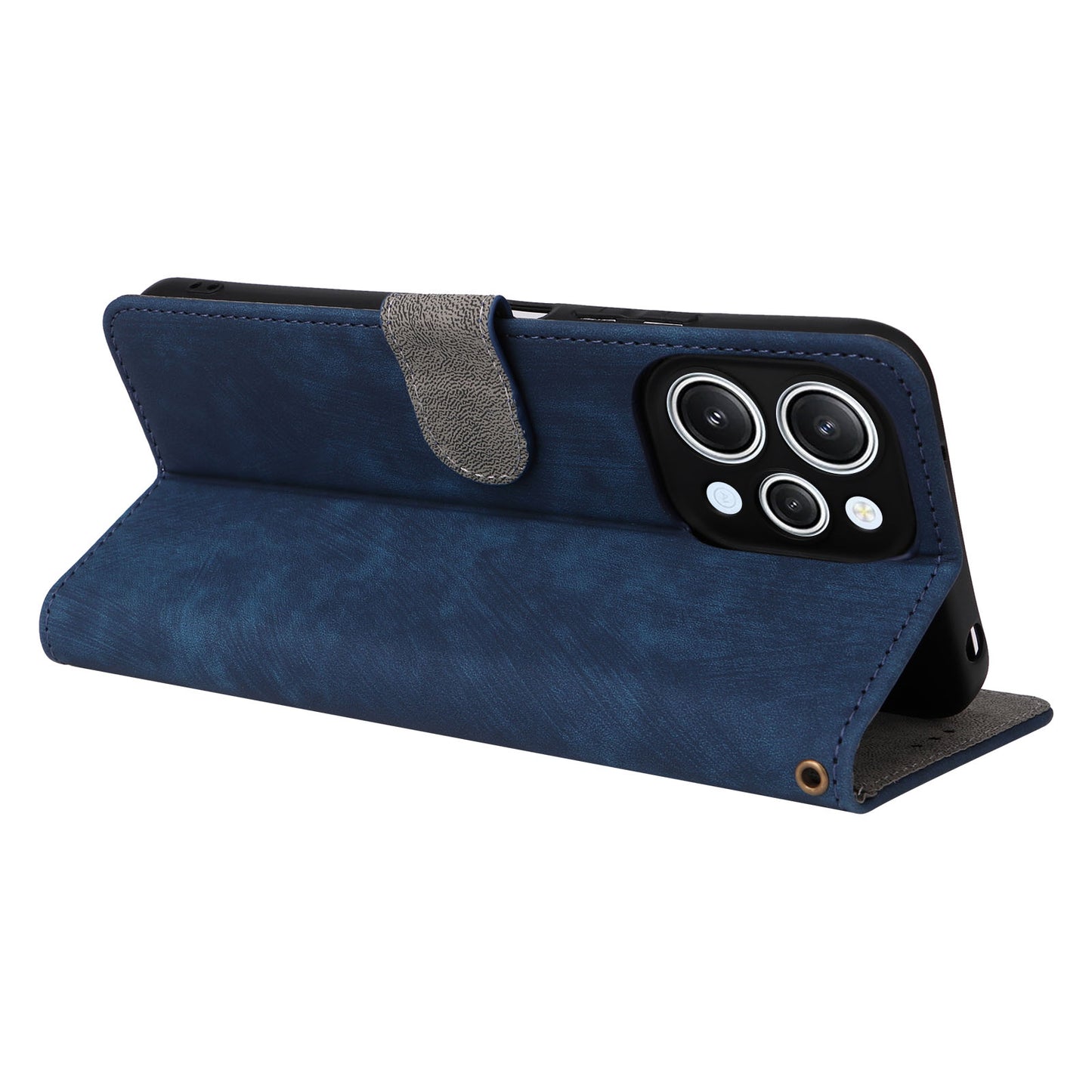Uniqkart for Xiaomi Redmi 12 4G RFID Blocking Wallet Stand Cover Anti-drop Leather Phone Case - Blue