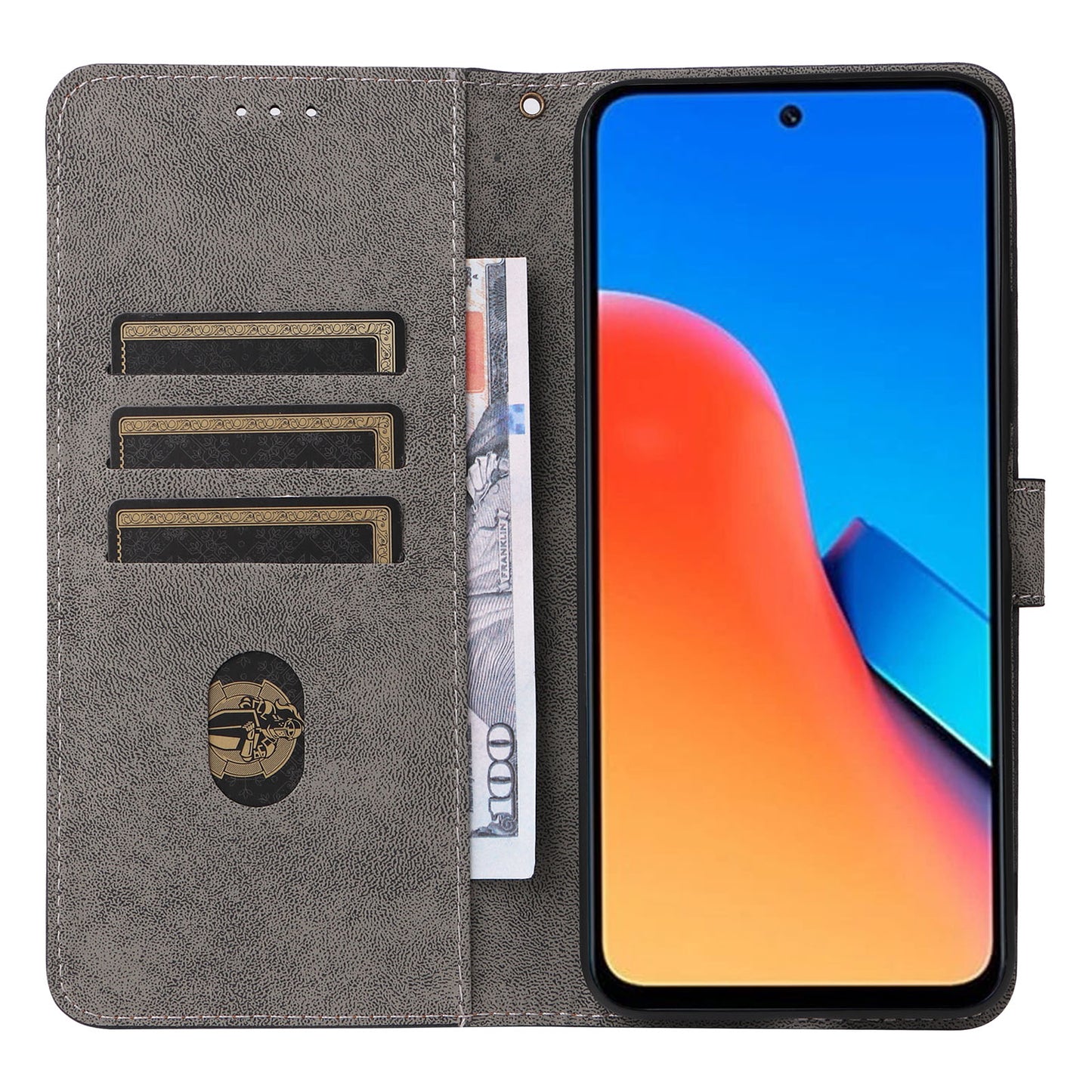 Uniqkart for Xiaomi Redmi 12 4G RFID Blocking Wallet Stand Cover Anti-drop Leather Phone Case - Brown