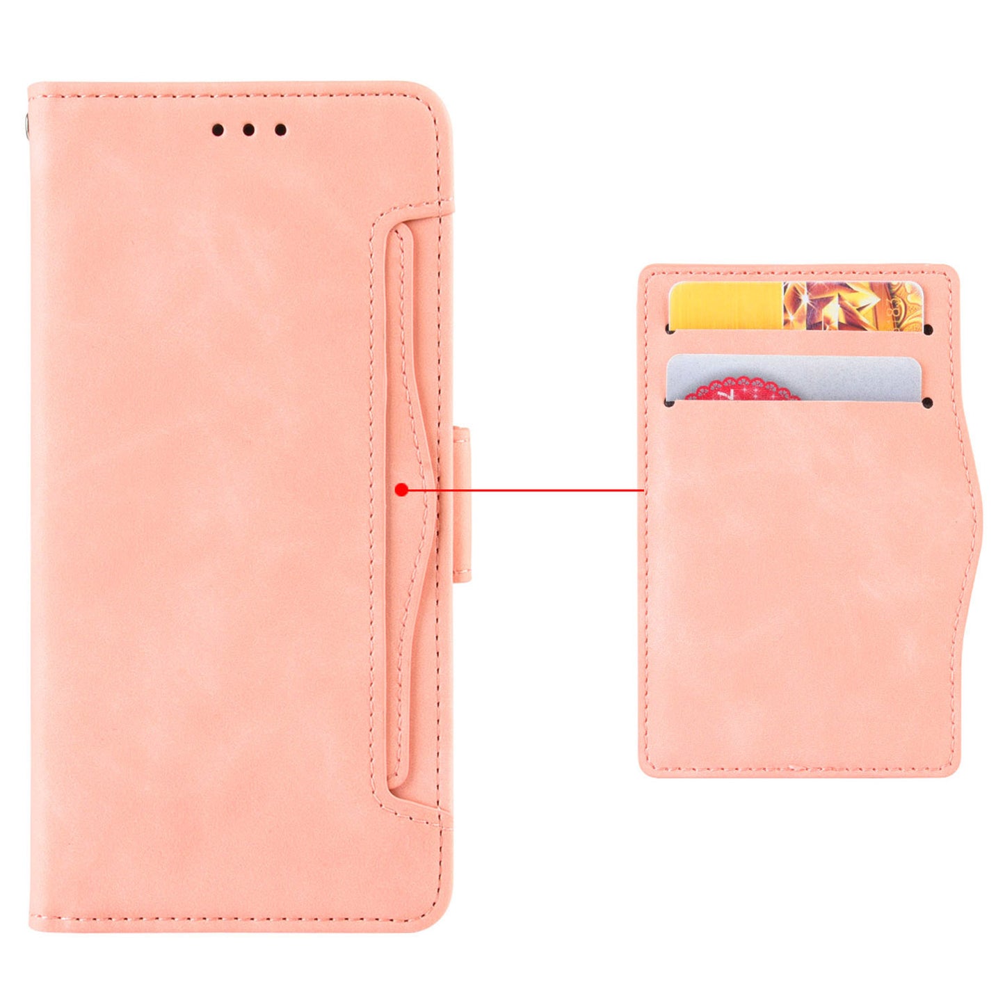 Uniqkart for Oukitel C33 PU Leather Wallet Case Multiple Card Slots Phone Cover with Stand - Pink