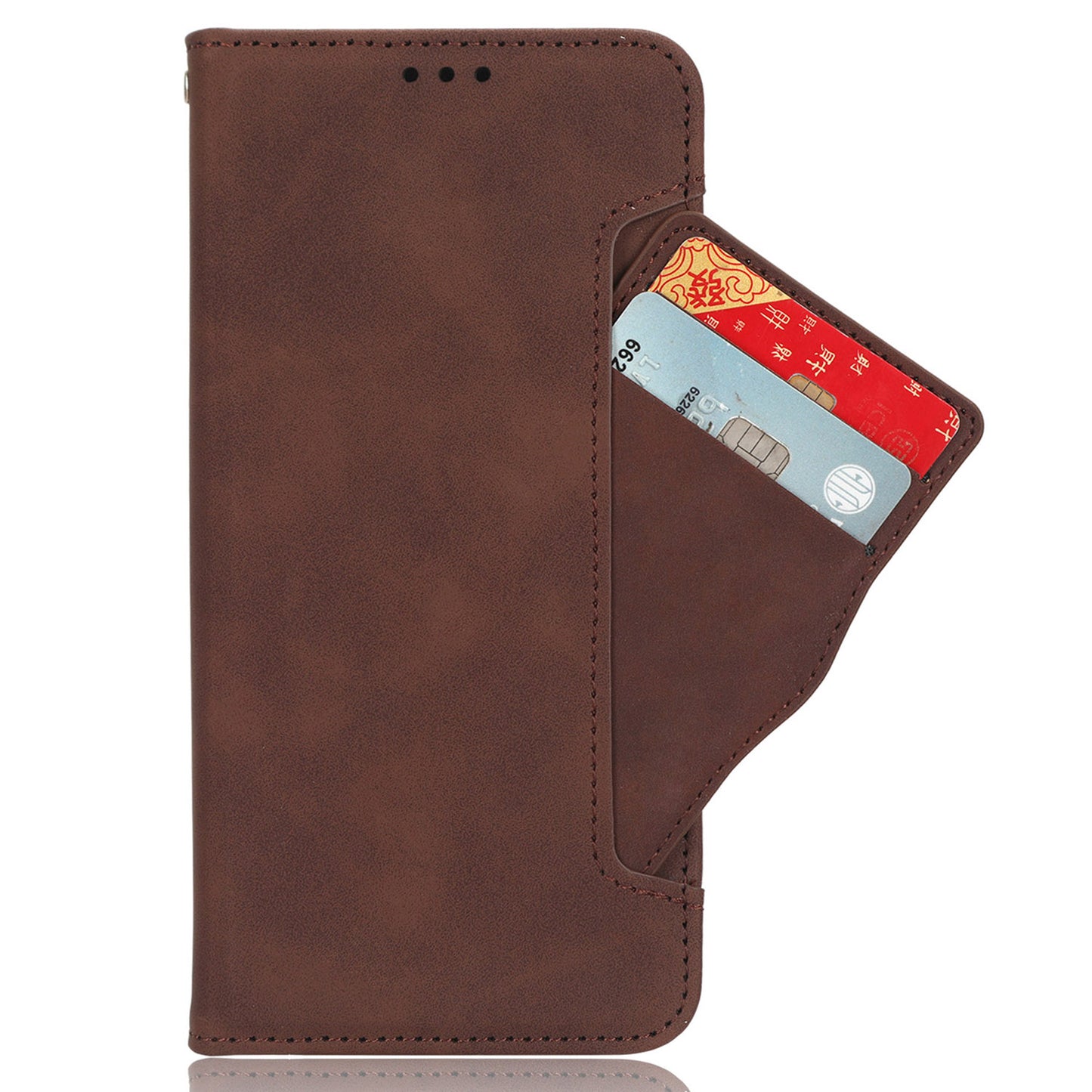 Uniqkart for Oukitel C33 PU Leather Wallet Case Multiple Card Slots Phone Cover with Stand - Brown