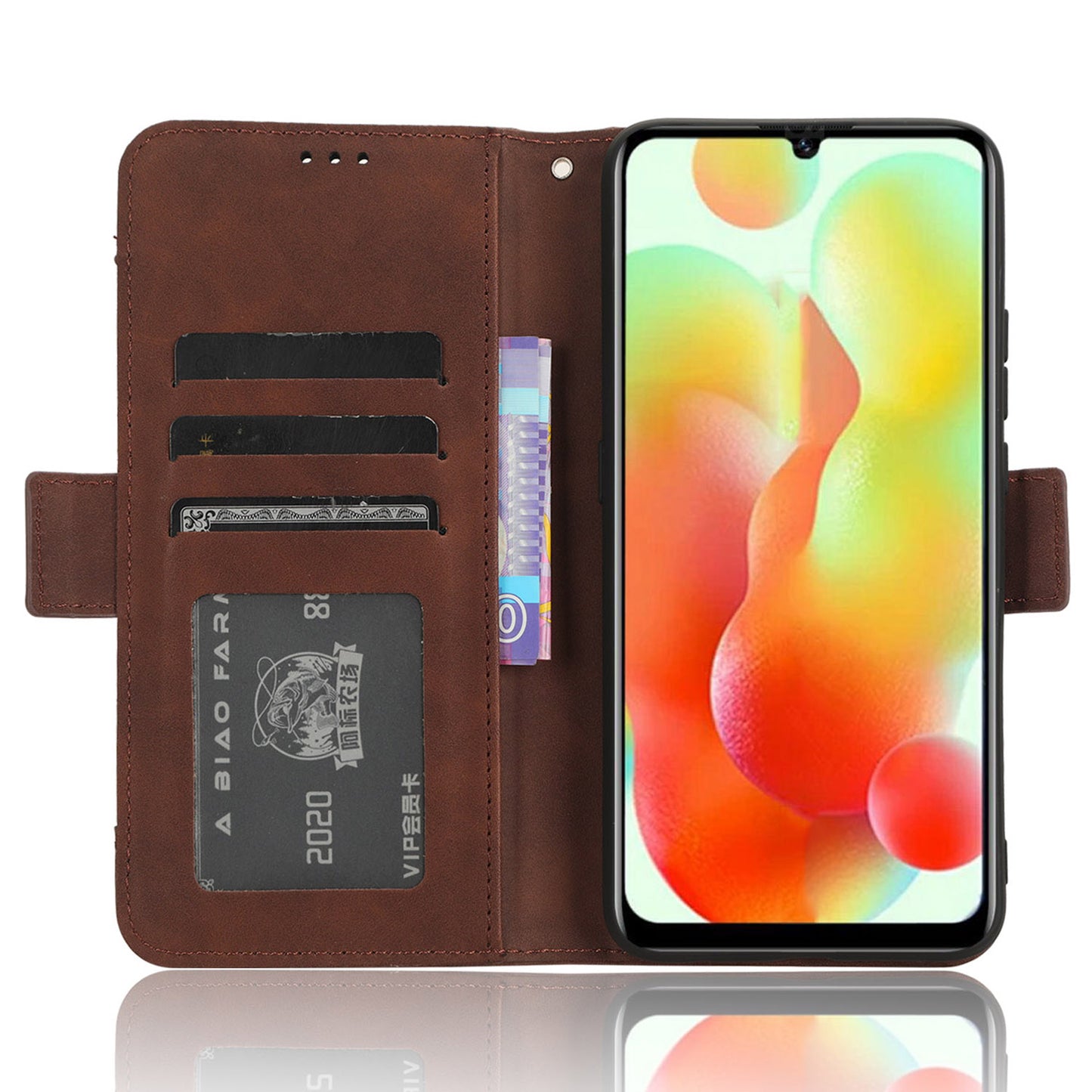 Uniqkart for Oukitel C33 PU Leather Wallet Case Multiple Card Slots Phone Cover with Stand - Brown