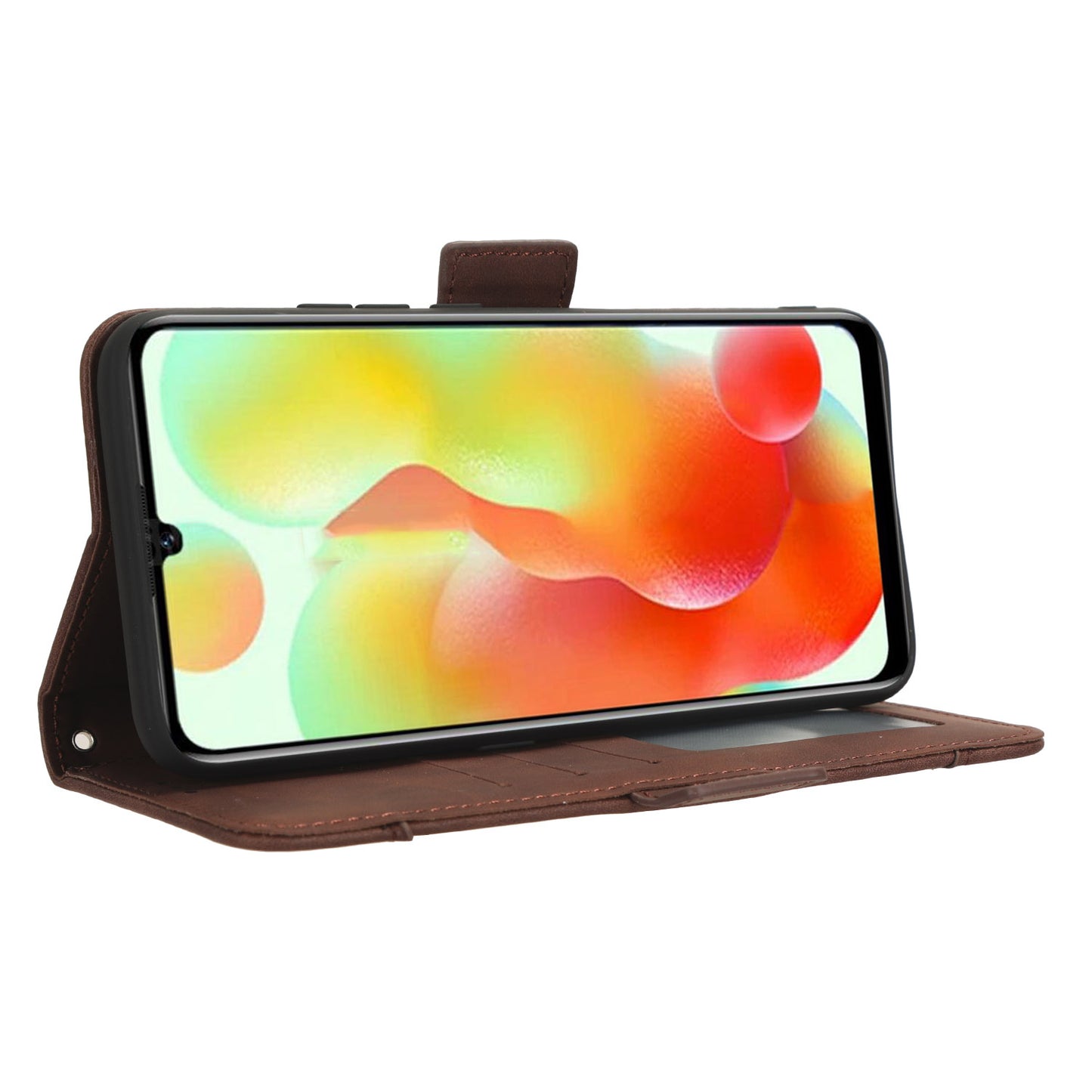 Uniqkart for Oukitel C33 PU Leather Wallet Case Multiple Card Slots Phone Cover with Stand - Brown