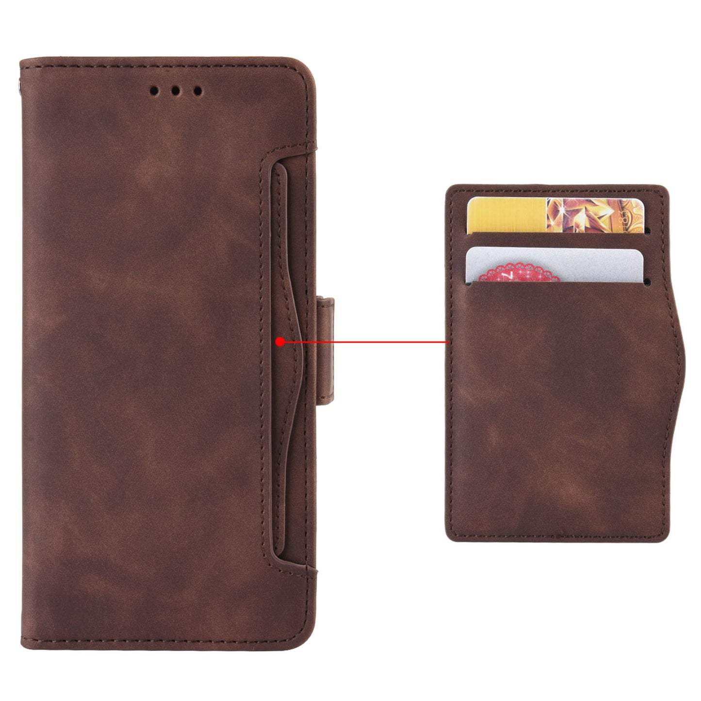 Uniqkart for Oukitel C33 PU Leather Wallet Case Multiple Card Slots Phone Cover with Stand - Brown