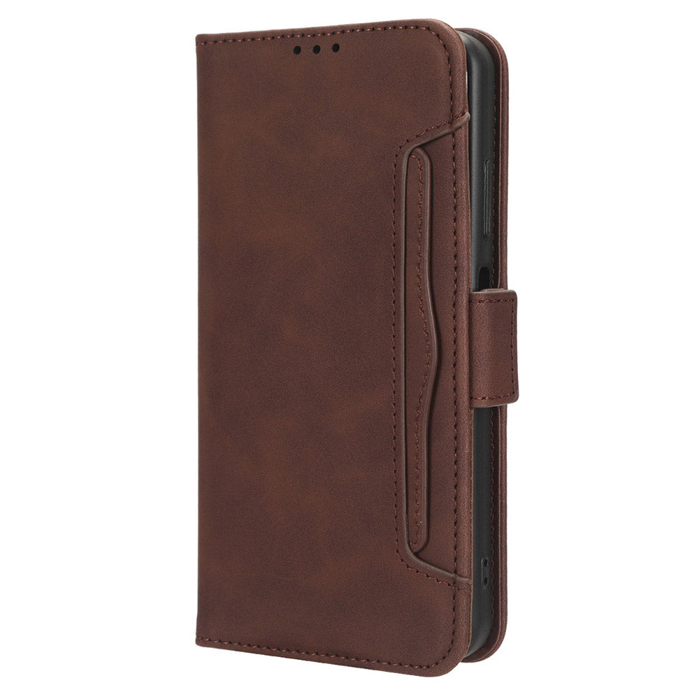 Uniqkart for Oukitel C33 PU Leather Wallet Case Multiple Card Slots Phone Cover with Stand - Brown
