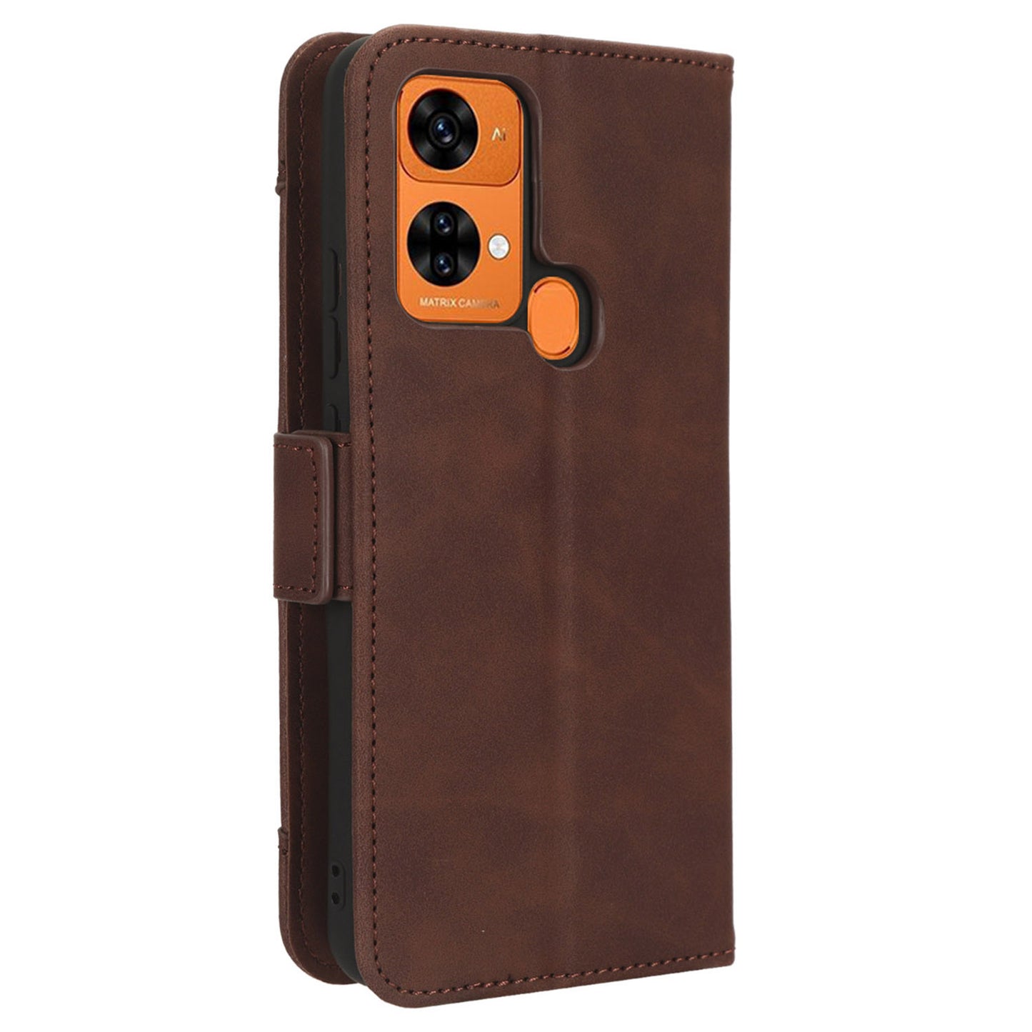 Uniqkart for Oukitel C33 PU Leather Wallet Case Multiple Card Slots Phone Cover with Stand - Brown