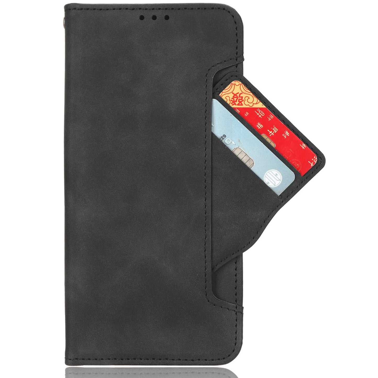 Uniqkart for Oukitel C33 PU Leather Wallet Case Multiple Card Slots Phone Cover with Stand - Black
