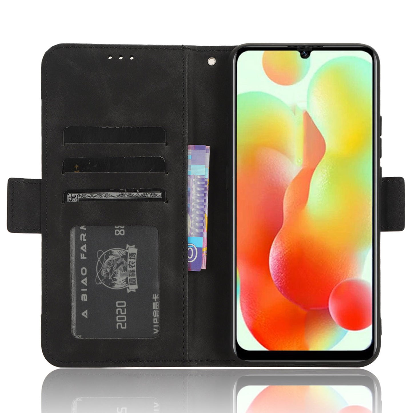 Uniqkart for Oukitel C33 PU Leather Wallet Case Multiple Card Slots Phone Cover with Stand - Black