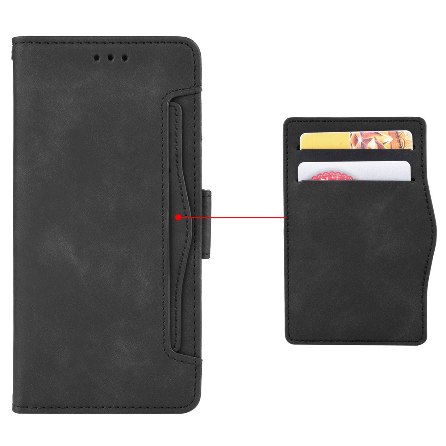 Uniqkart for Oukitel C33 PU Leather Wallet Case Multiple Card Slots Phone Cover with Stand - Black