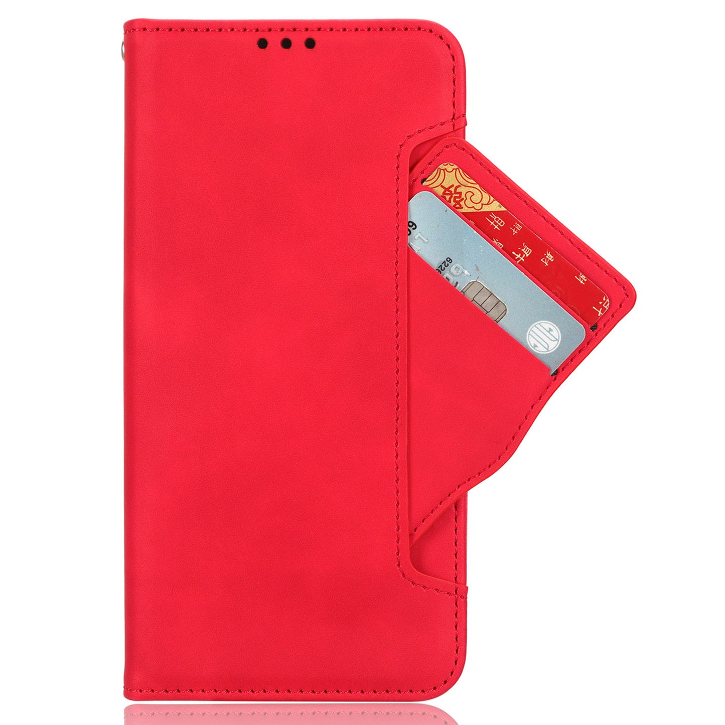 Uniqkart for Oukitel C33 PU Leather Wallet Case Multiple Card Slots Phone Cover with Stand - Red