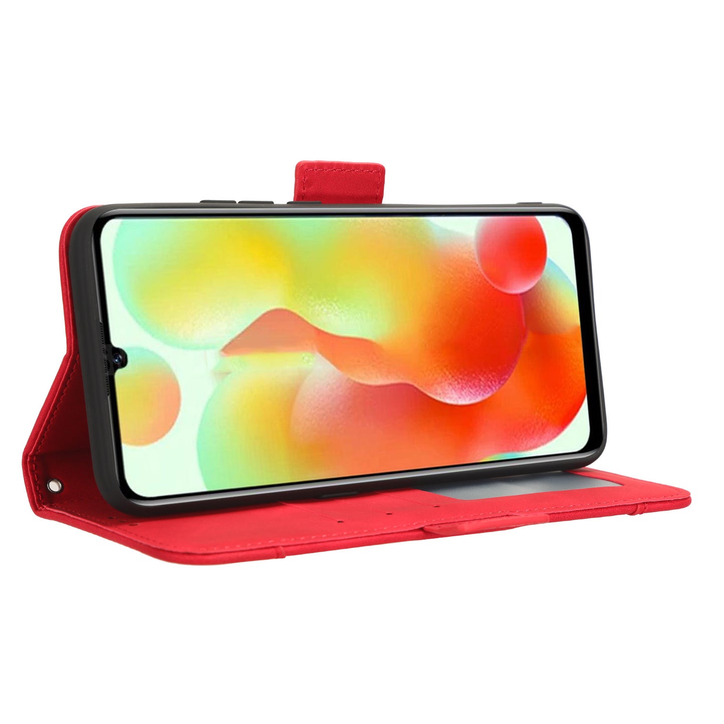 Uniqkart for Oukitel C33 PU Leather Wallet Case Multiple Card Slots Phone Cover with Stand - Red