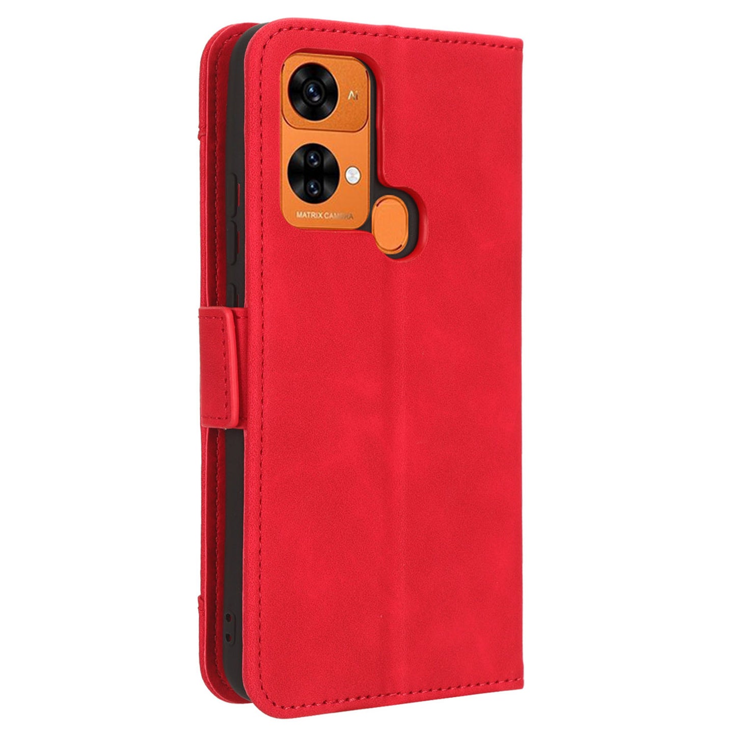 Uniqkart for Oukitel C33 PU Leather Wallet Case Multiple Card Slots Phone Cover with Stand - Red