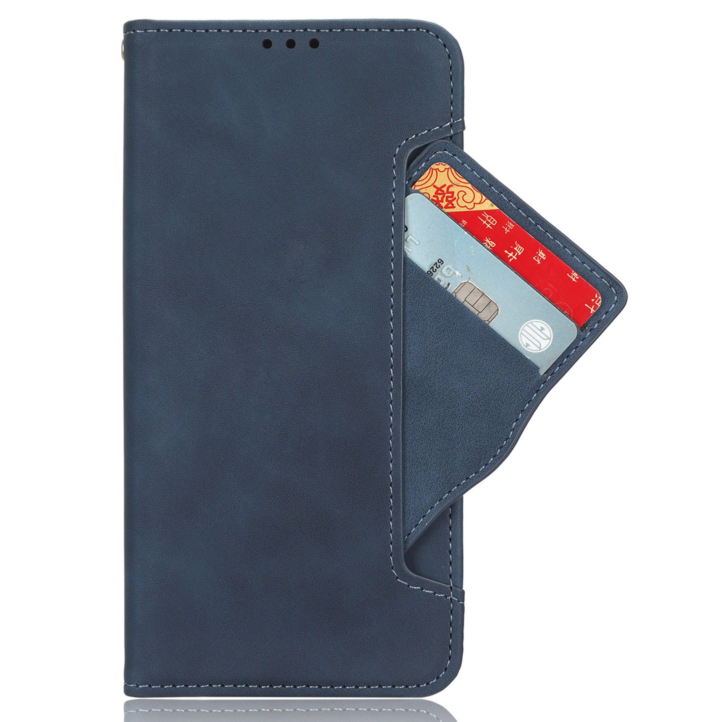 Uniqkart for Oukitel C33 PU Leather Wallet Case Multiple Card Slots Phone Cover with Stand - Blue