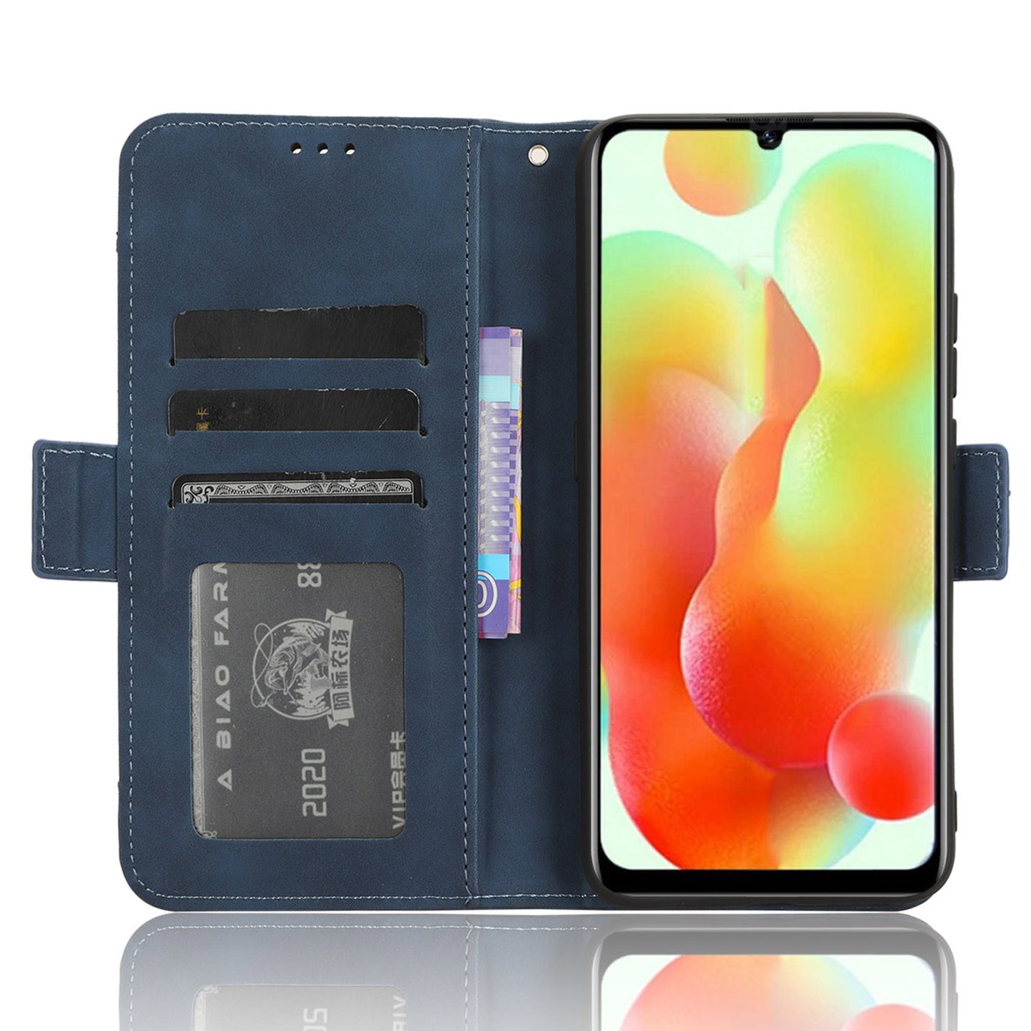 Uniqkart for Oukitel C33 PU Leather Wallet Case Multiple Card Slots Phone Cover with Stand - Blue