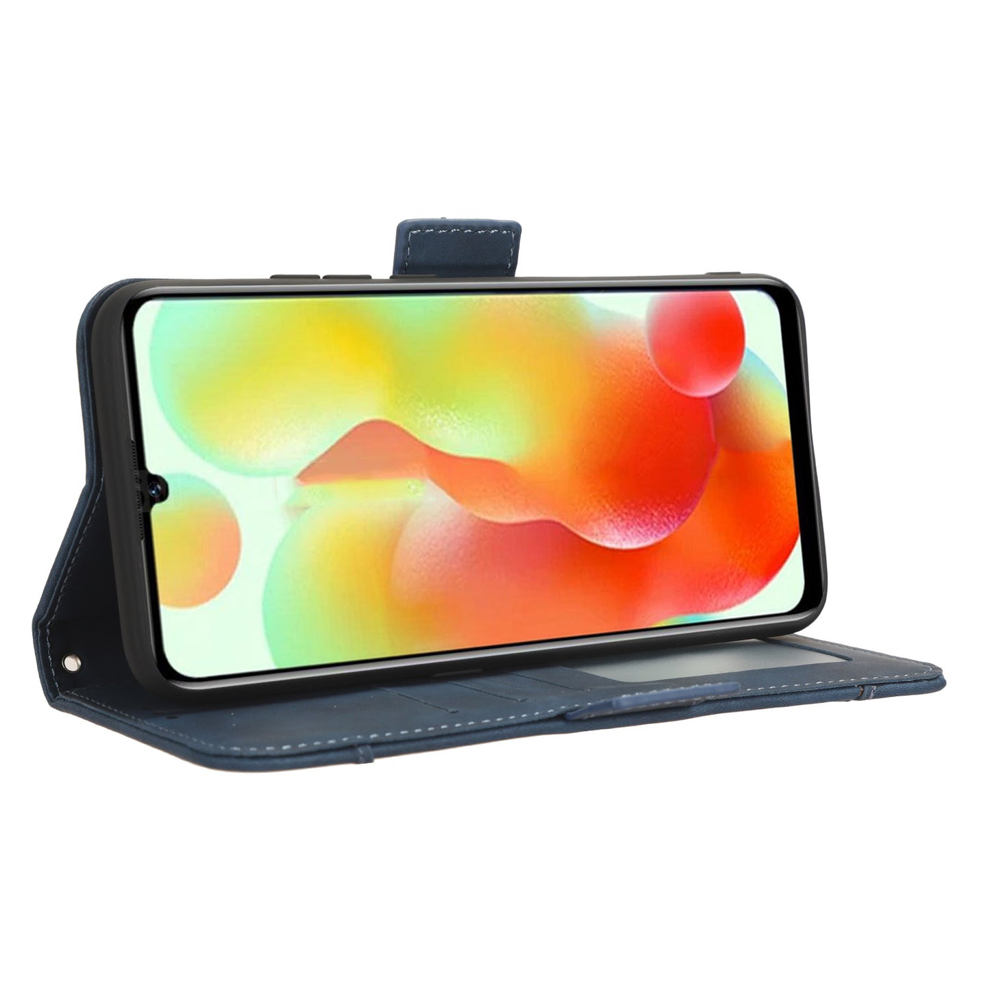 Uniqkart for Oukitel C33 PU Leather Wallet Case Multiple Card Slots Phone Cover with Stand - Blue