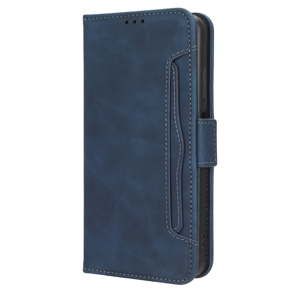 Uniqkart for Oukitel C33 PU Leather Wallet Case Multiple Card Slots Phone Cover with Stand - Blue