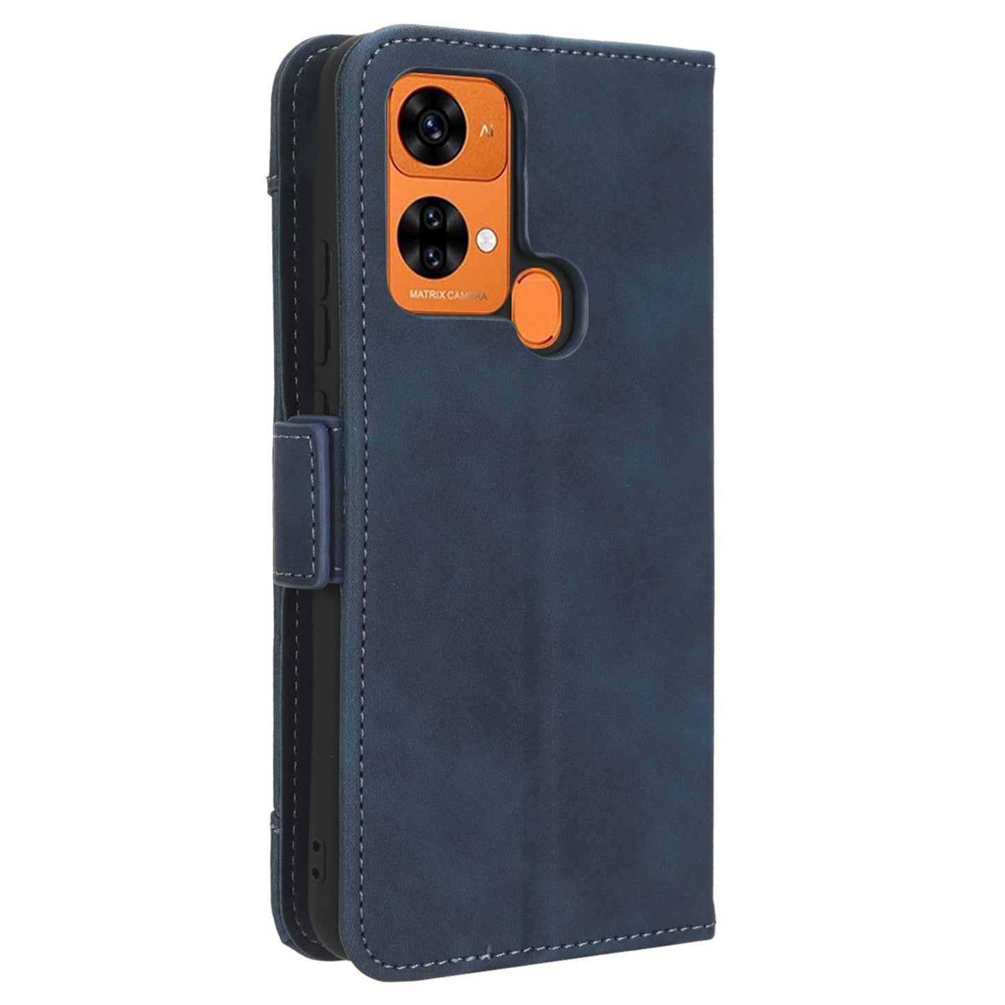 Uniqkart for Oukitel C33 PU Leather Wallet Case Multiple Card Slots Phone Cover with Stand - Blue