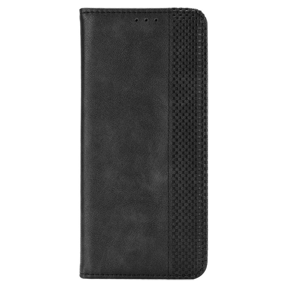 Retro Phone Case for Oukitel C33 , PU Leather Stand Wallet Phone Cover - Black