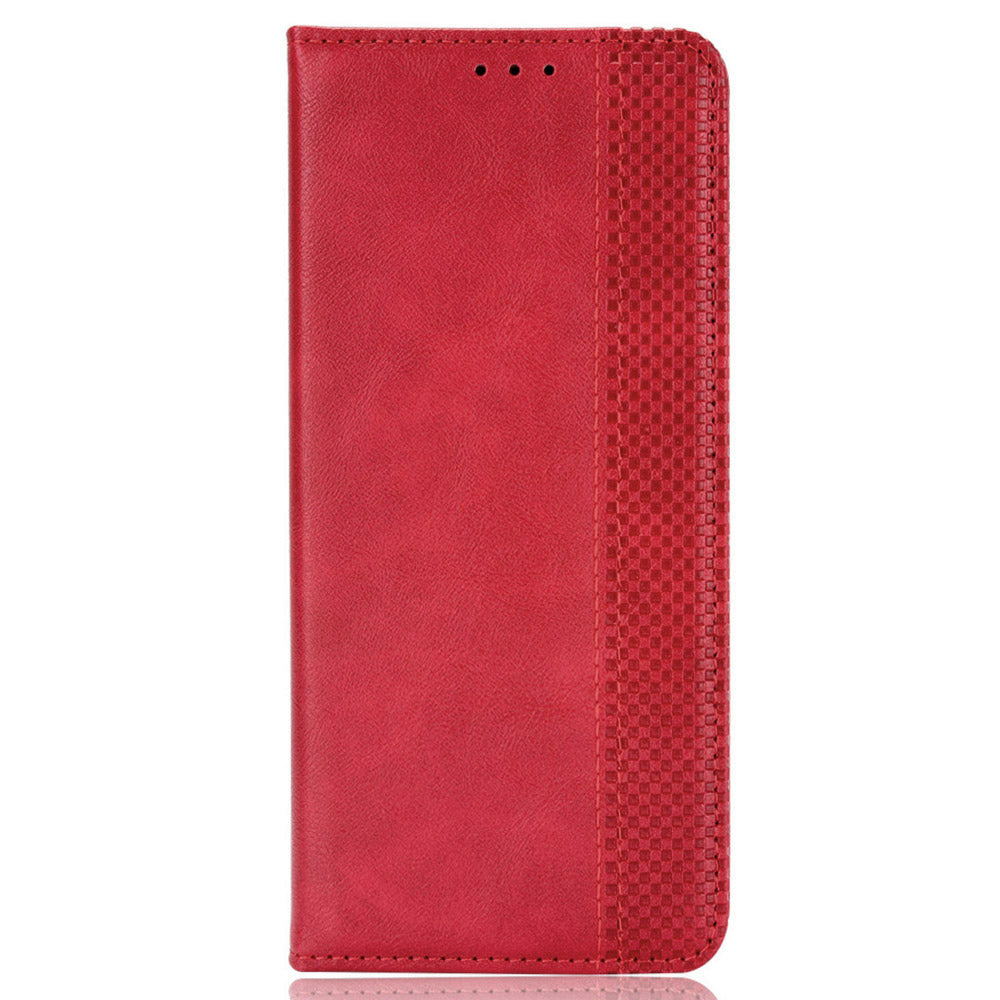 Retro Phone Case for Oukitel C33 , PU Leather Stand Wallet Phone Cover - Red