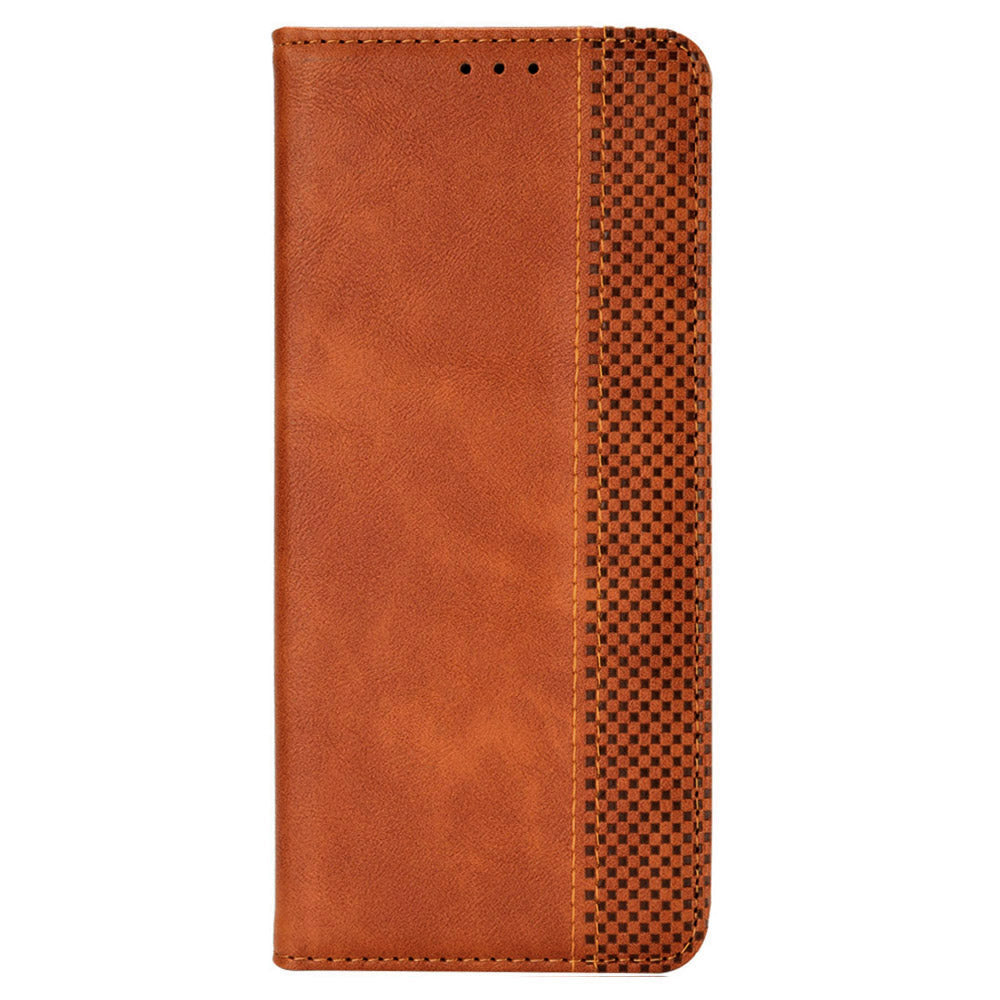 Retro Phone Case for Oukitel C33 , PU Leather Stand Wallet Phone Cover - Brown