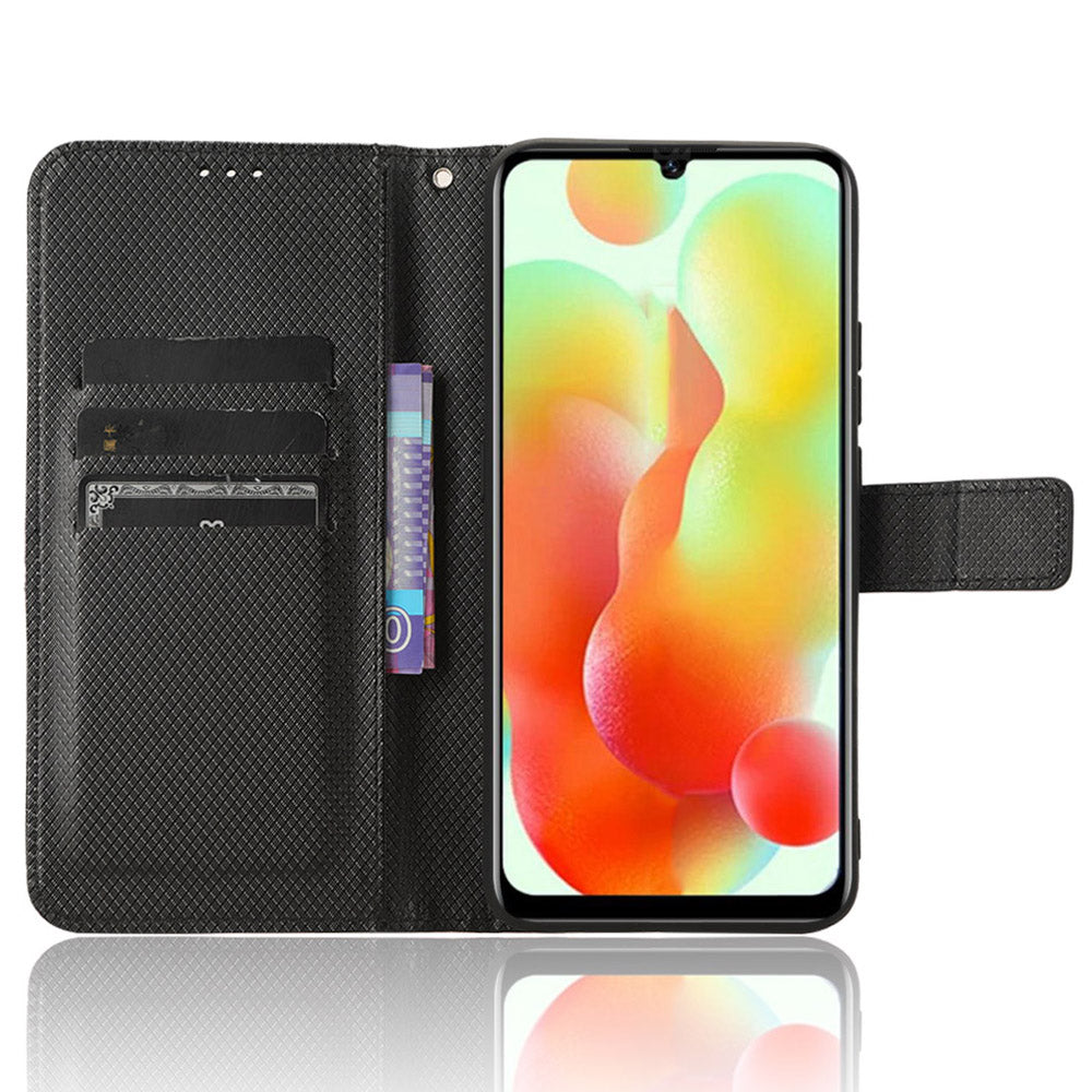 Uniqkart for Oukitel C33 PU Leather Wallet Phone Case Diamond Texture Stand Cover - Black