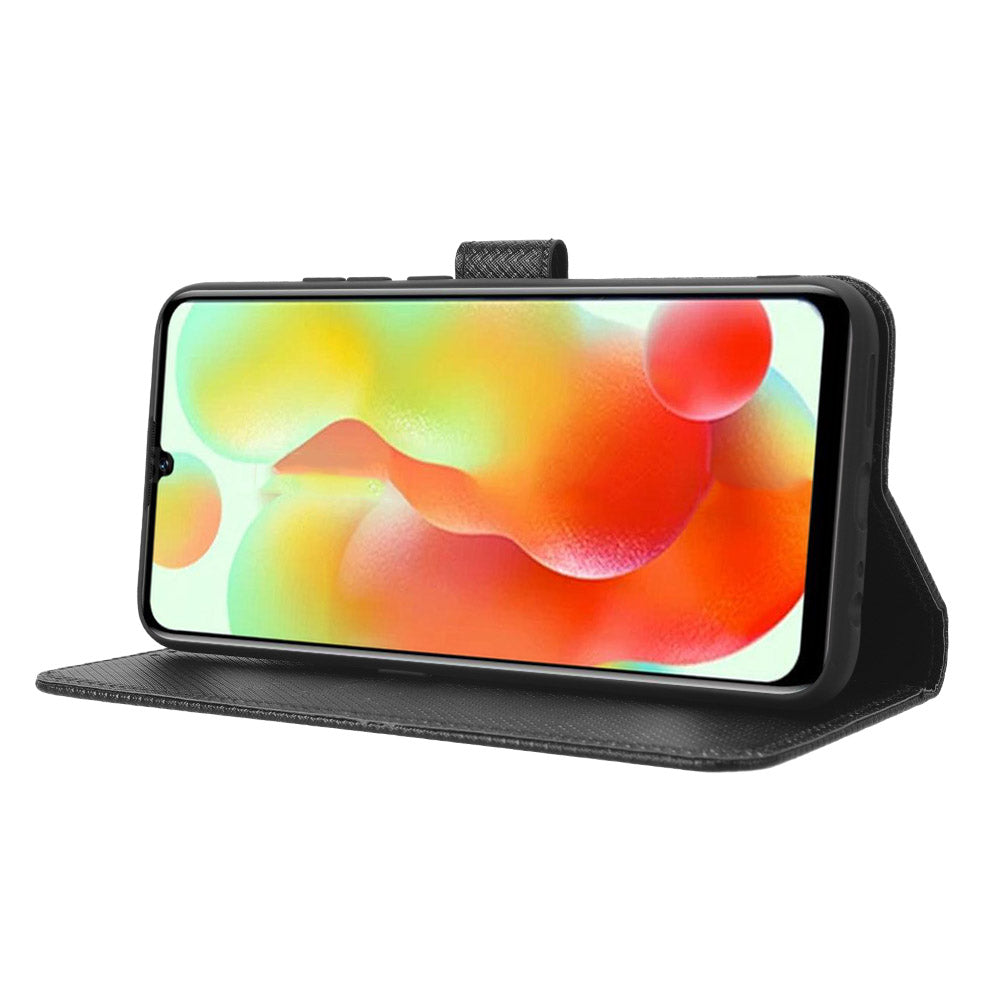 Uniqkart for Oukitel C33 PU Leather Wallet Phone Case Diamond Texture Stand Cover - Black