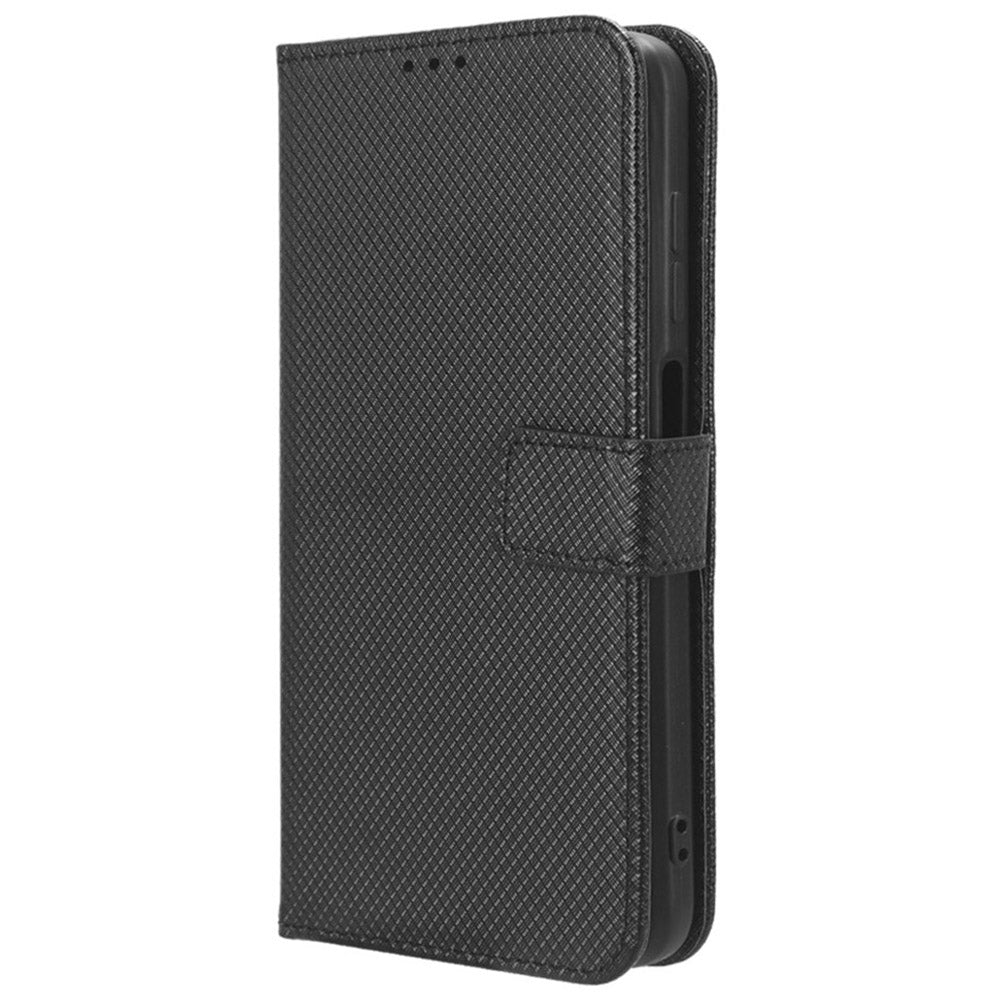 Uniqkart for Oukitel C33 PU Leather Wallet Phone Case Diamond Texture Stand Cover - Black