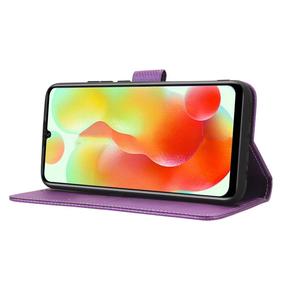 Uniqkart for Oukitel C33 PU Leather Wallet Phone Case Diamond Texture Stand Cover - Purple