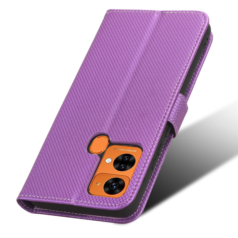 Uniqkart for Oukitel C33 PU Leather Wallet Phone Case Diamond Texture Stand Cover - Purple