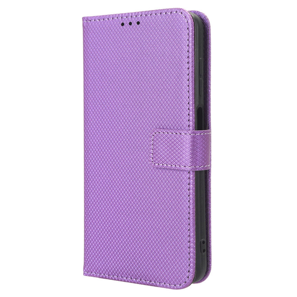 Uniqkart for Oukitel C33 PU Leather Wallet Phone Case Diamond Texture Stand Cover - Purple