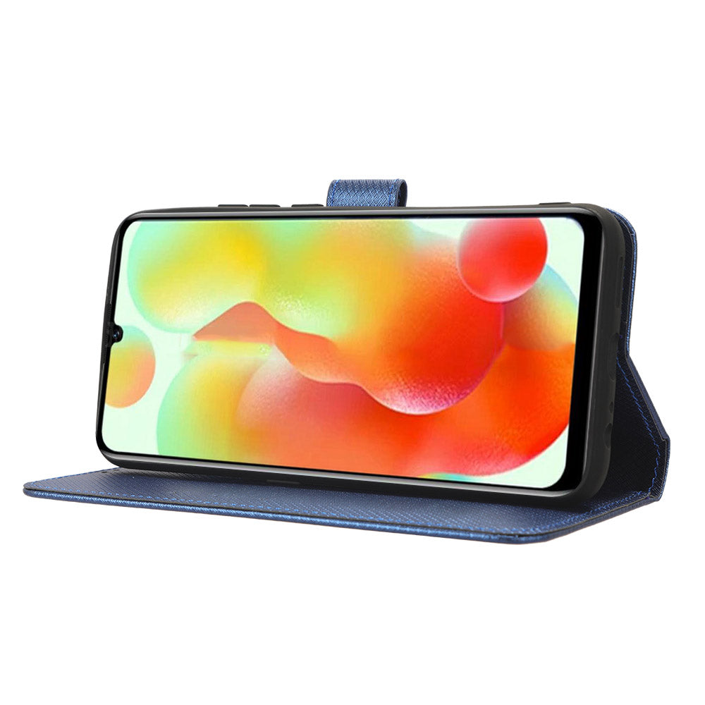 Uniqkart for Oukitel C33 PU Leather Wallet Phone Case Diamond Texture Stand Cover - Blue