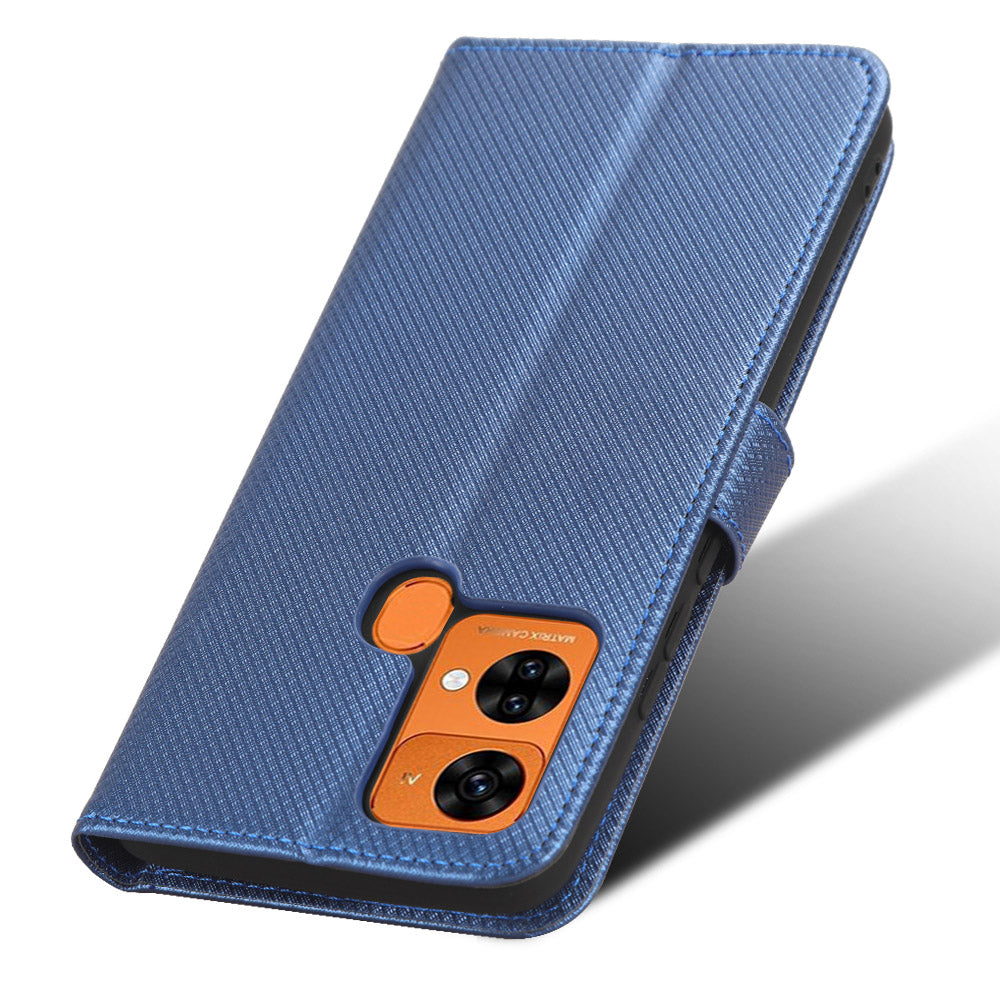 Uniqkart for Oukitel C33 PU Leather Wallet Phone Case Diamond Texture Stand Cover - Blue