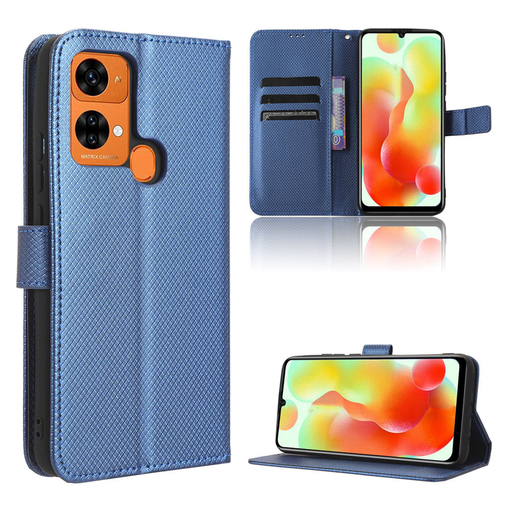 Uniqkart for Oukitel C33 PU Leather Wallet Phone Case Diamond Texture Stand Cover - Blue