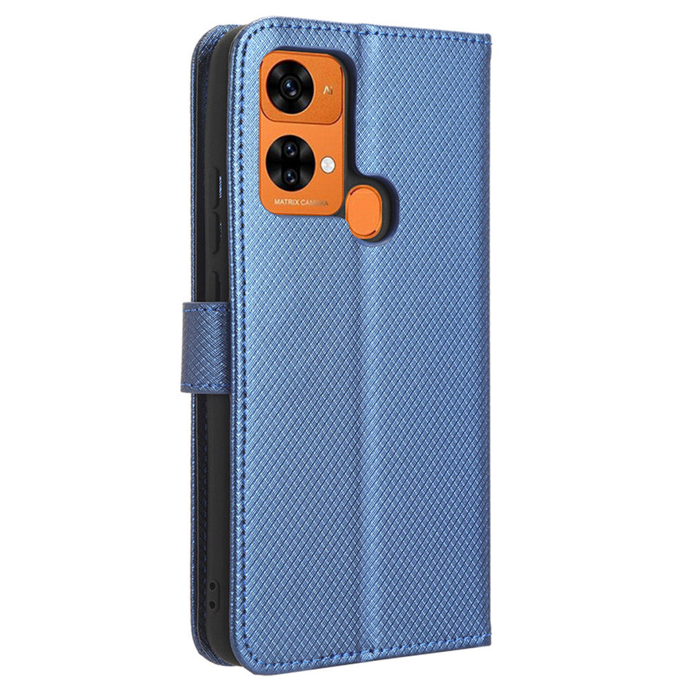 Uniqkart for Oukitel C33 PU Leather Wallet Phone Case Diamond Texture Stand Cover - Blue