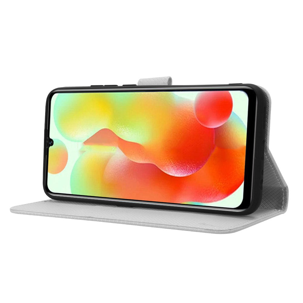 Uniqkart for Oukitel C33 PU Leather Wallet Phone Case Diamond Texture Stand Cover - White