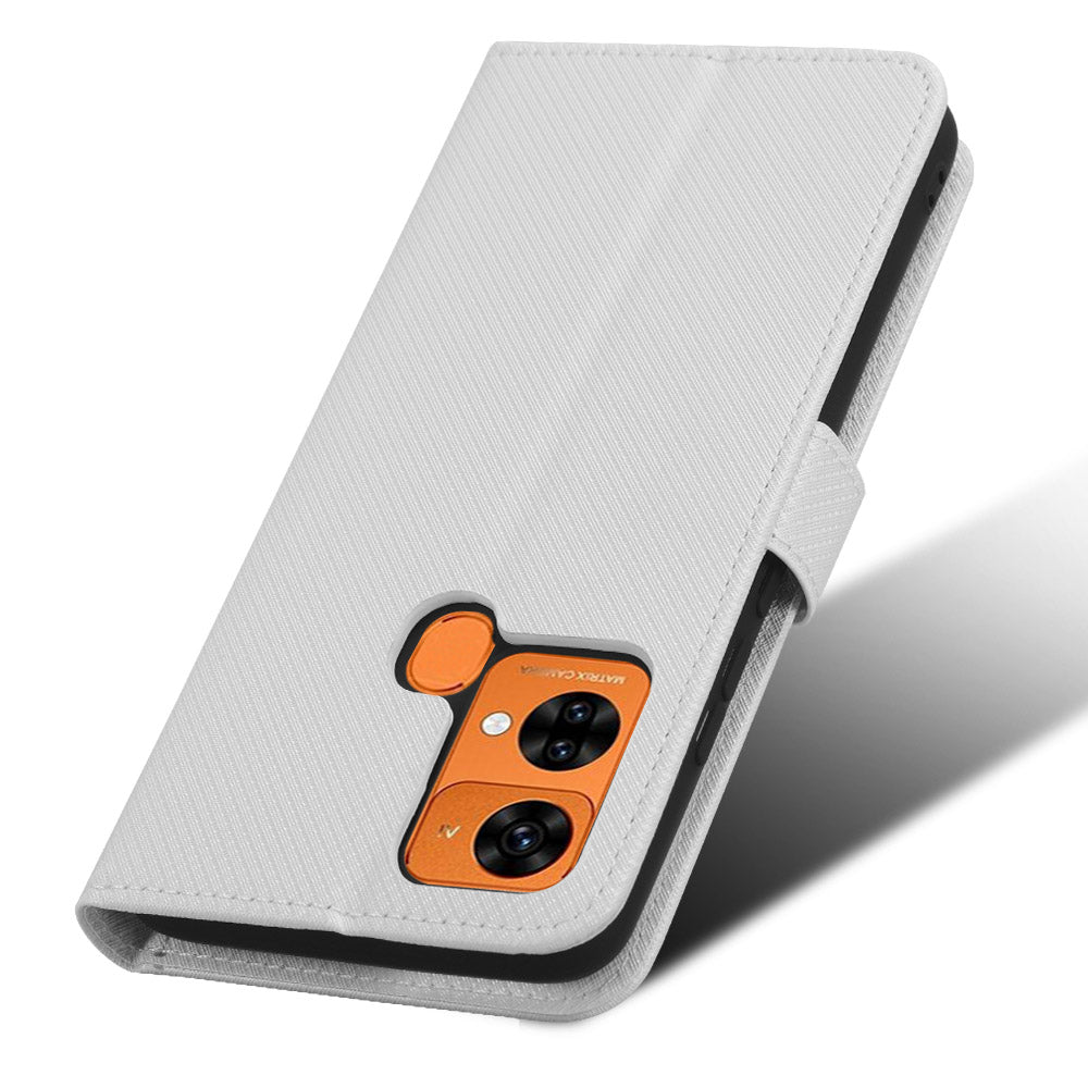 Uniqkart for Oukitel C33 PU Leather Wallet Phone Case Diamond Texture Stand Cover - White