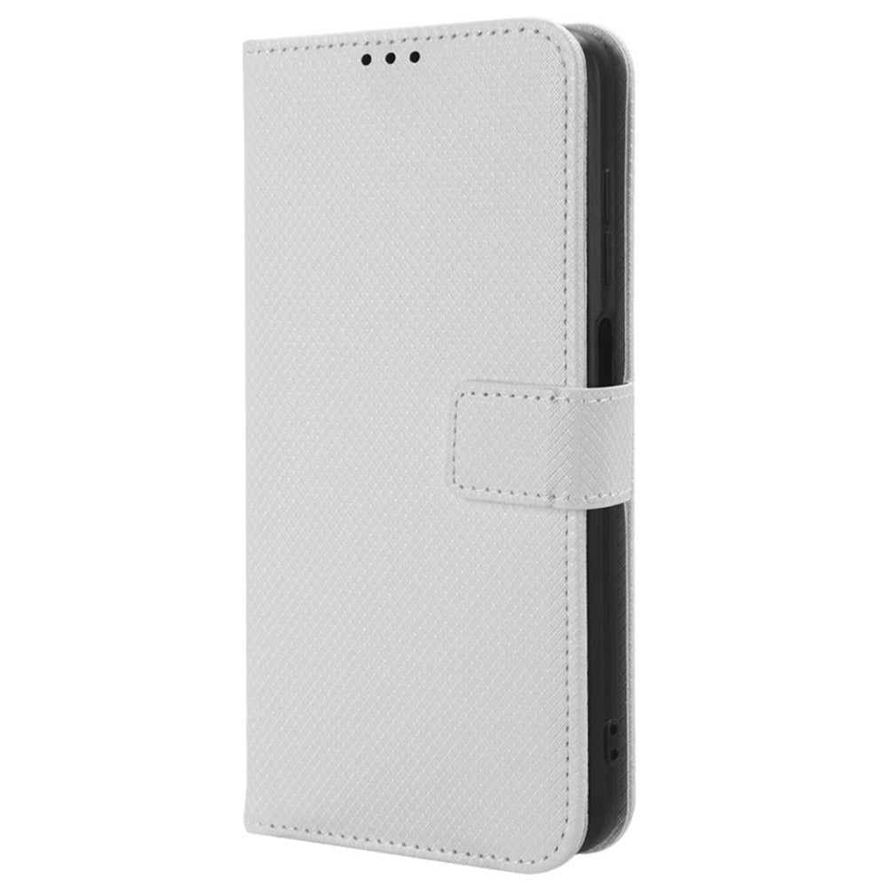 Uniqkart for Oukitel C33 PU Leather Wallet Phone Case Diamond Texture Stand Cover - White